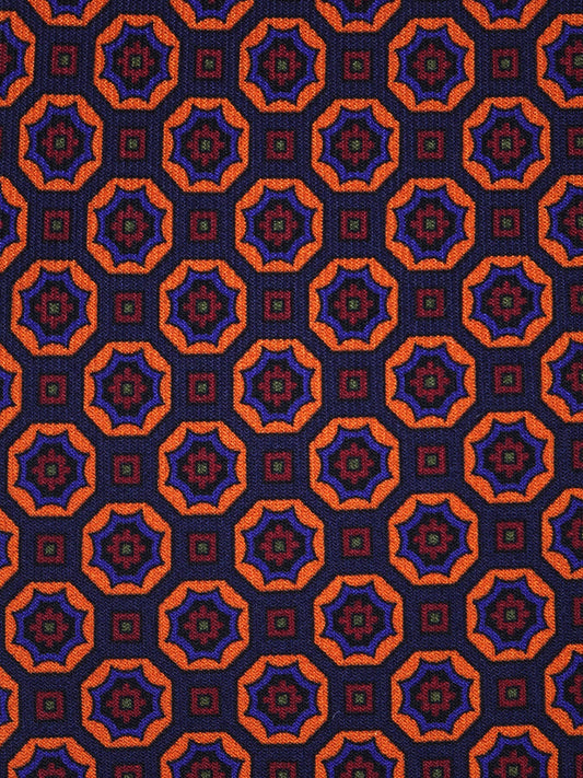 Dark Blue 3 Fold Silk Madder Tie MEGHAN