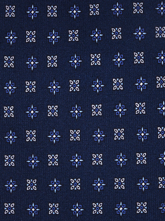 Dark Blue 3 Folds PAMELA Tie in Printed English Silk