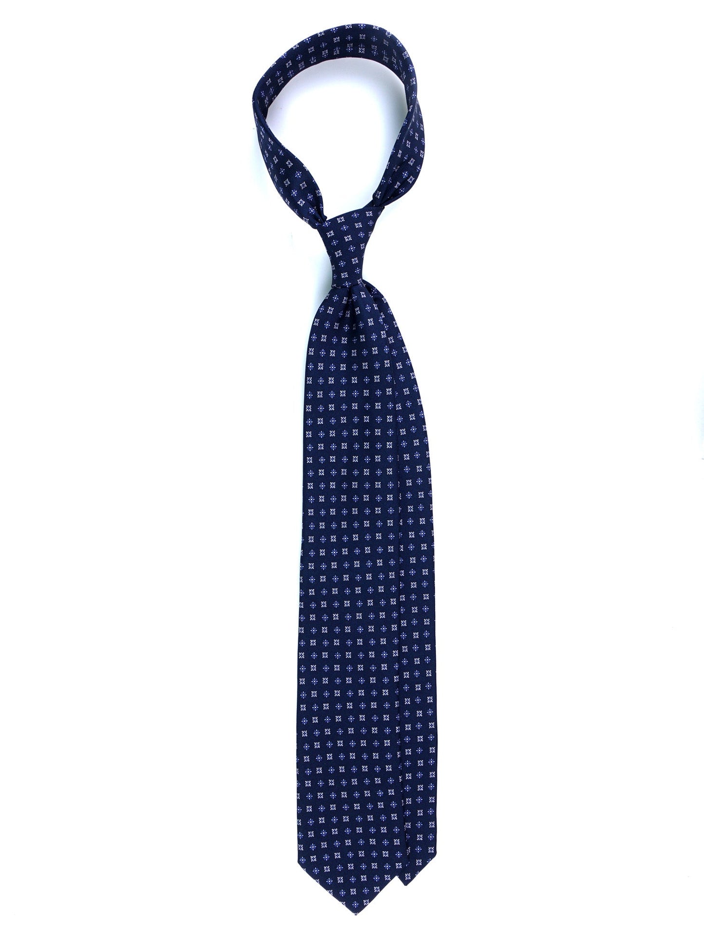 Dark Blue 3 Folds PAMELA Tie in Printed Silk