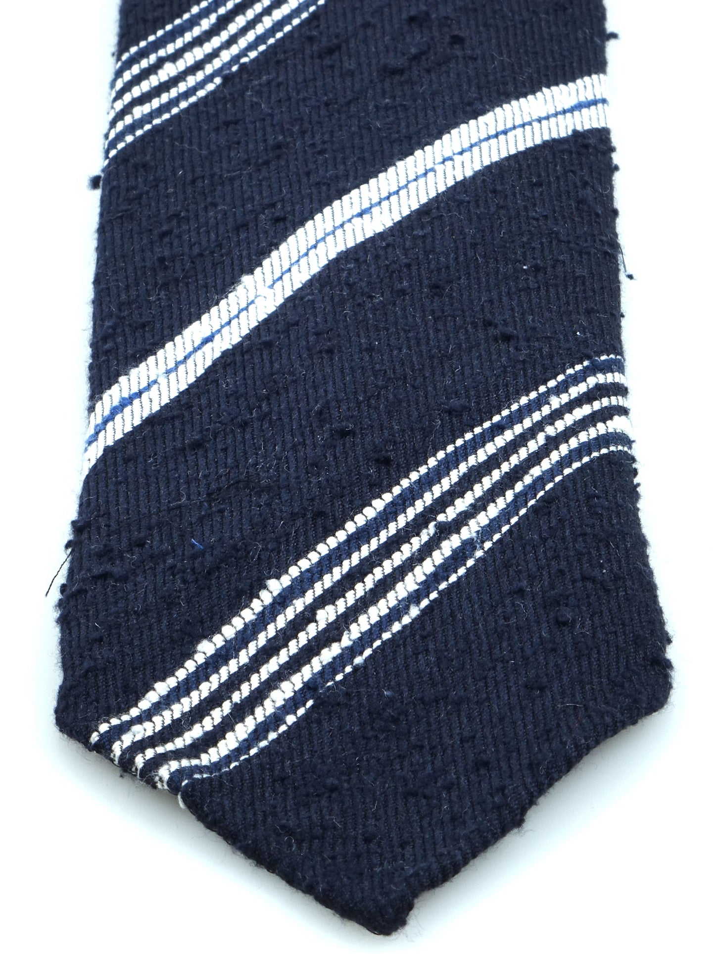 Blue/White 3 Fold Unlined Shantung Silk Tie SELLY