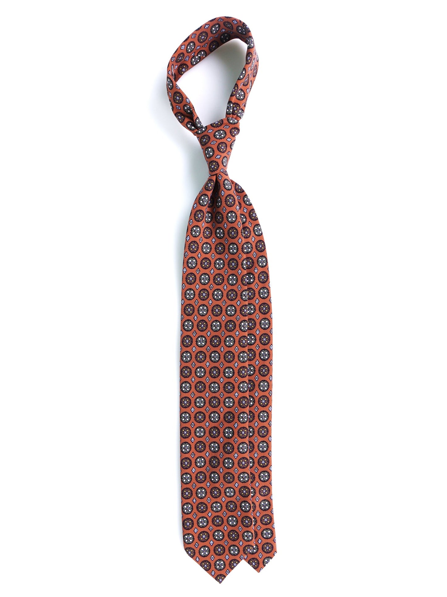 Brown 3 Folds CORLETO Tie in Italian Madder Silk