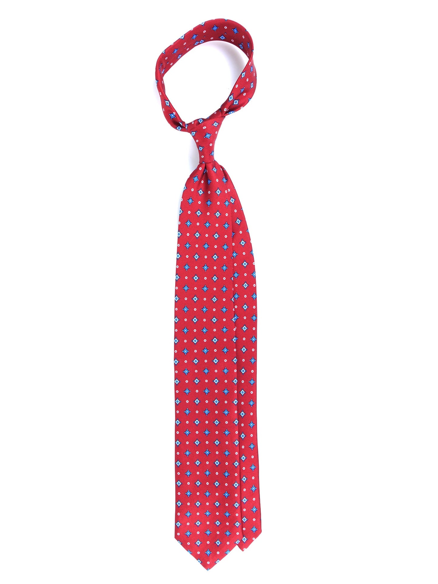 Red 3 Fold tie OLIMPIA in Printed English Silk