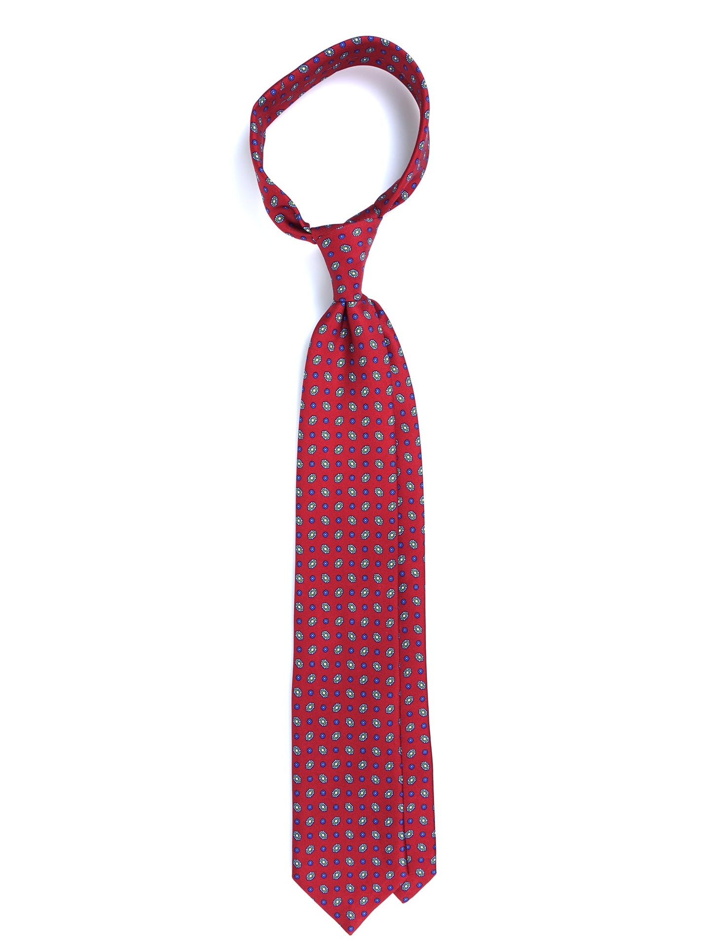 Red 3 Fold tie NADA in Printed English Silk