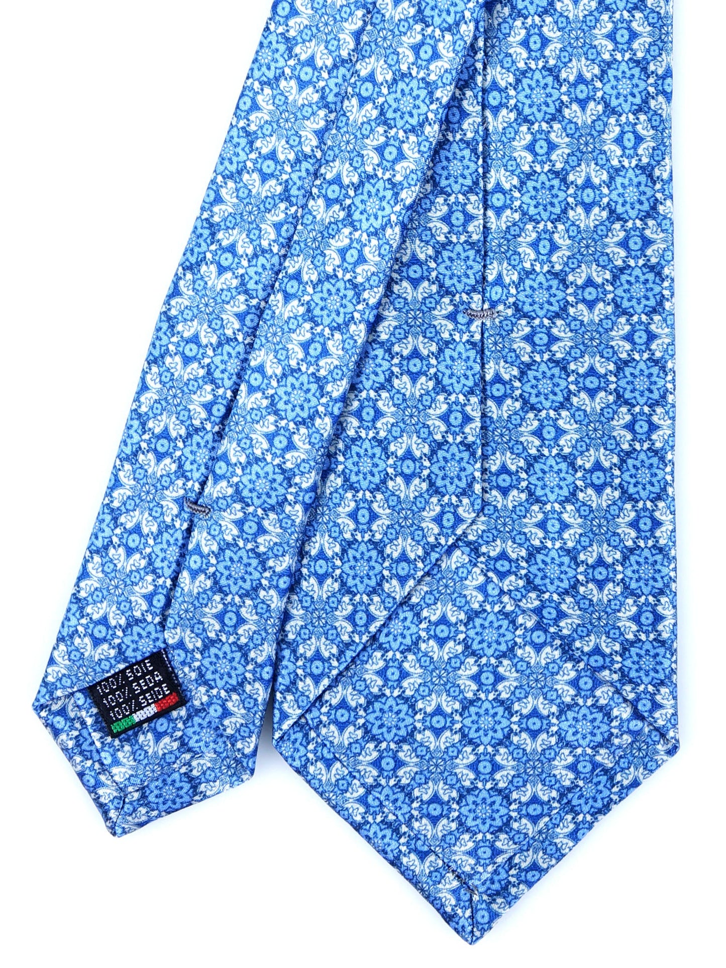 3 Fold sky blue ALVISE Silk Satin Printed Tie