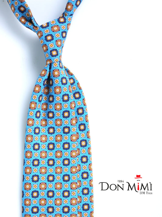 3 Fold Tie Turquoise FEMINI in madder silk