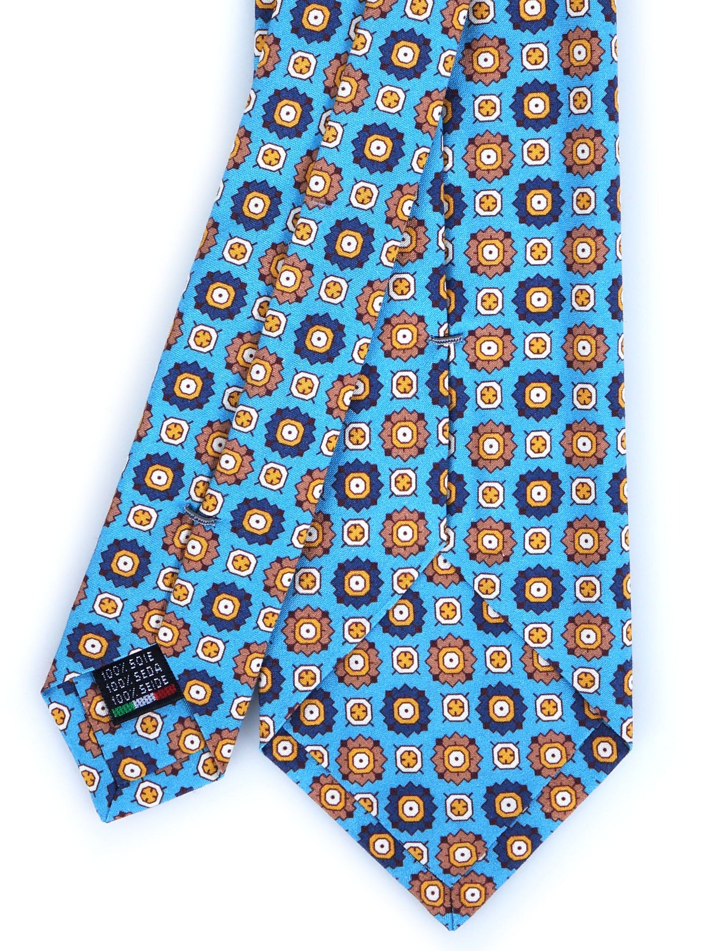 3 Fold Tie Turquoise FEMINI in madder silk