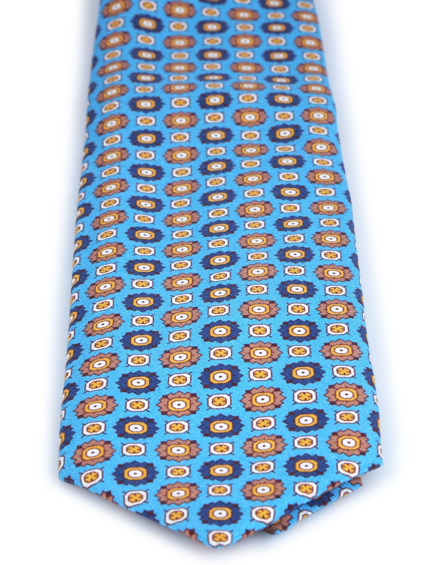 3 Fold Tie Turquoise FEMINI in madder silk