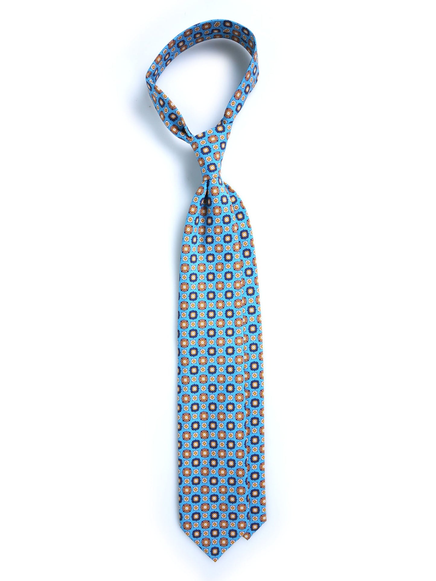 3 Fold Tie Turquoise FEMINI in madder silk