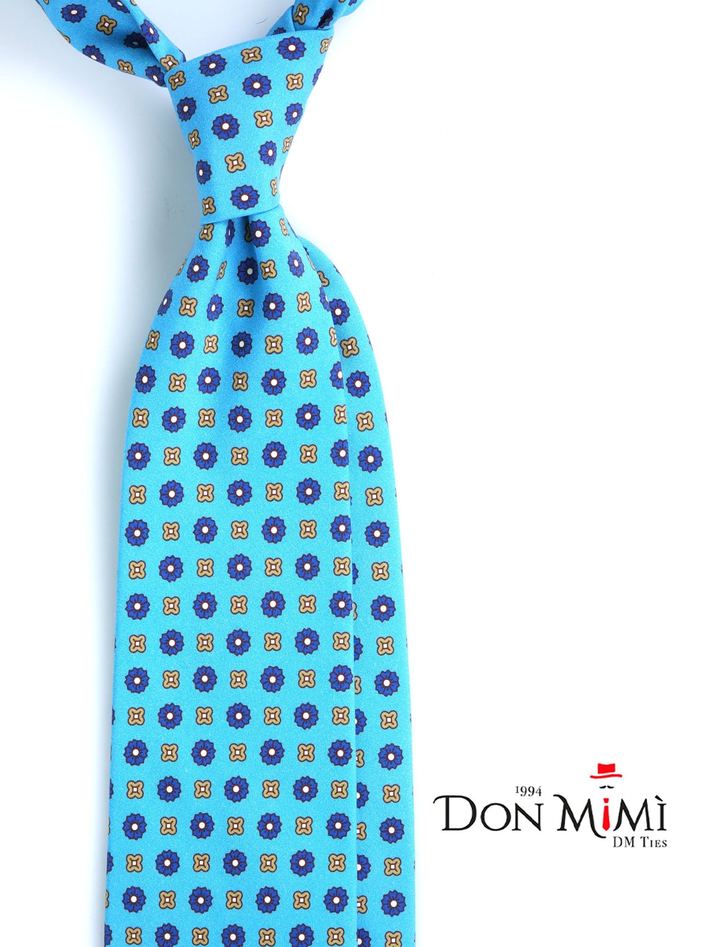 3 Fold Turquoise GARFIELD Tie in Madder Silk