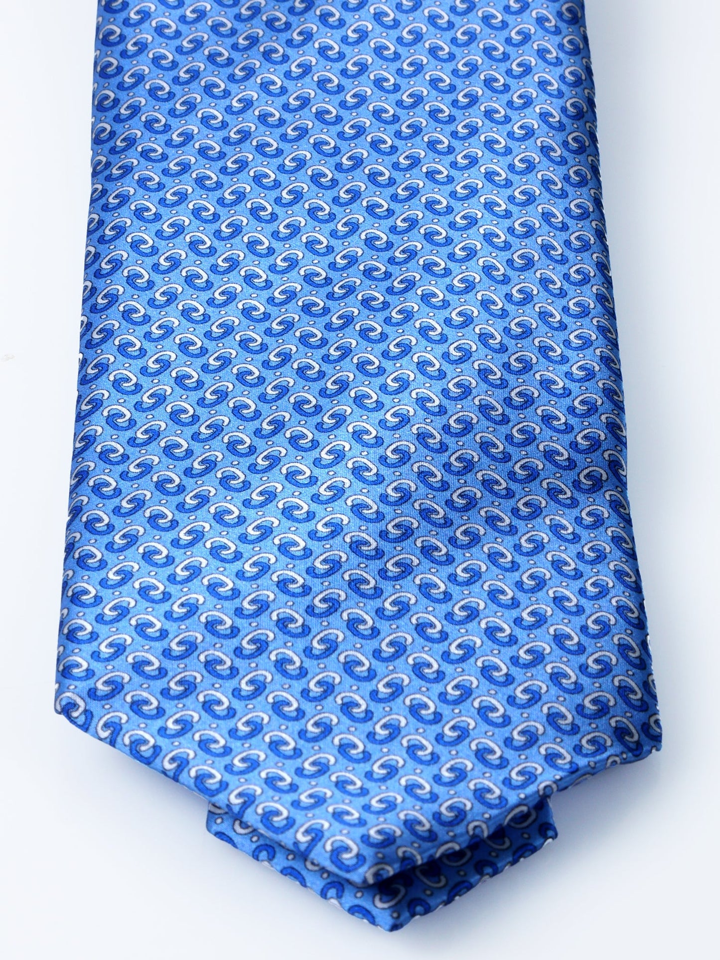 Light Blue 3 Folds UNION Printed Satin Tie