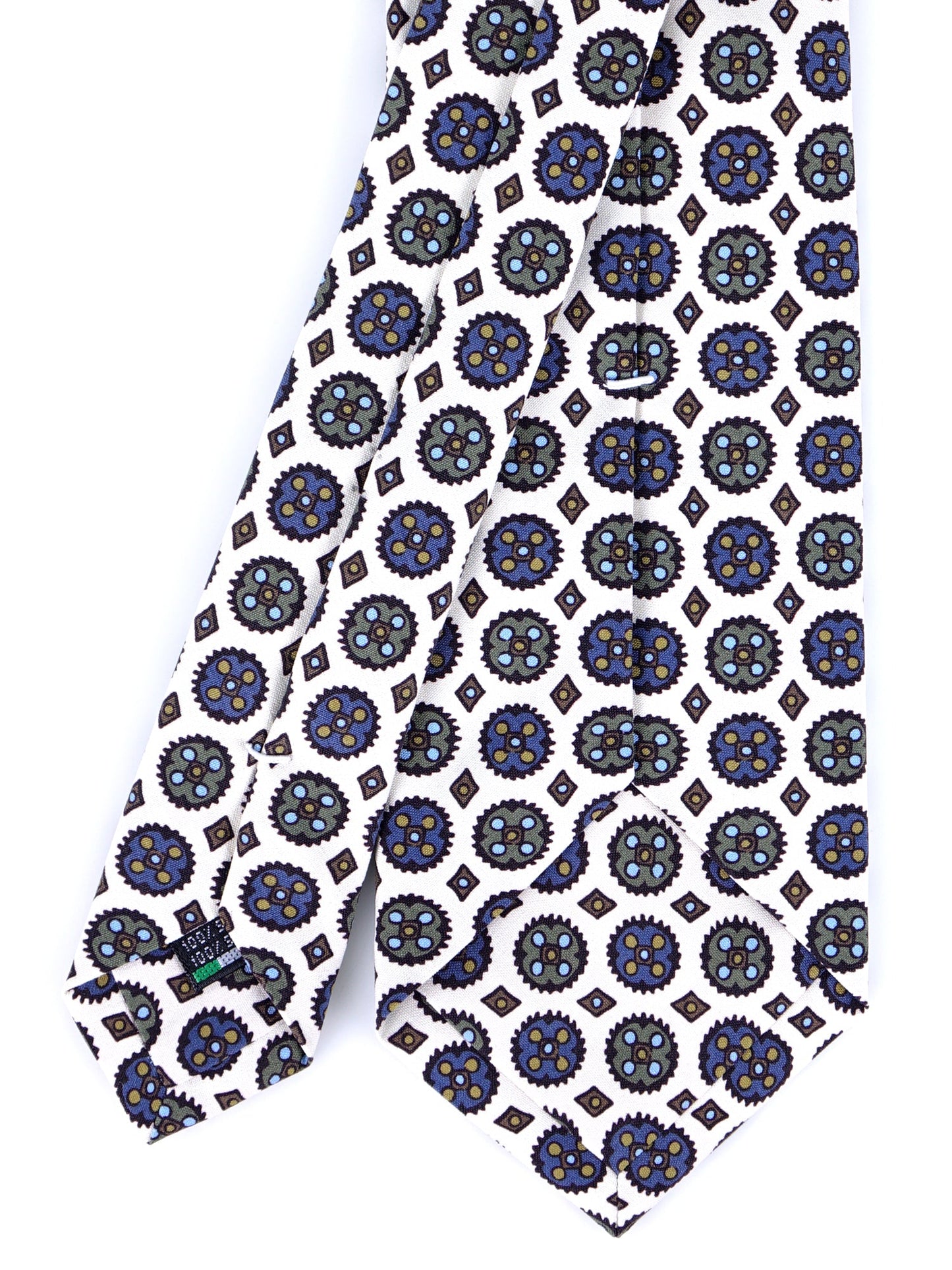 White 3 Folds CORLETO Tie in Italian Madder Silk