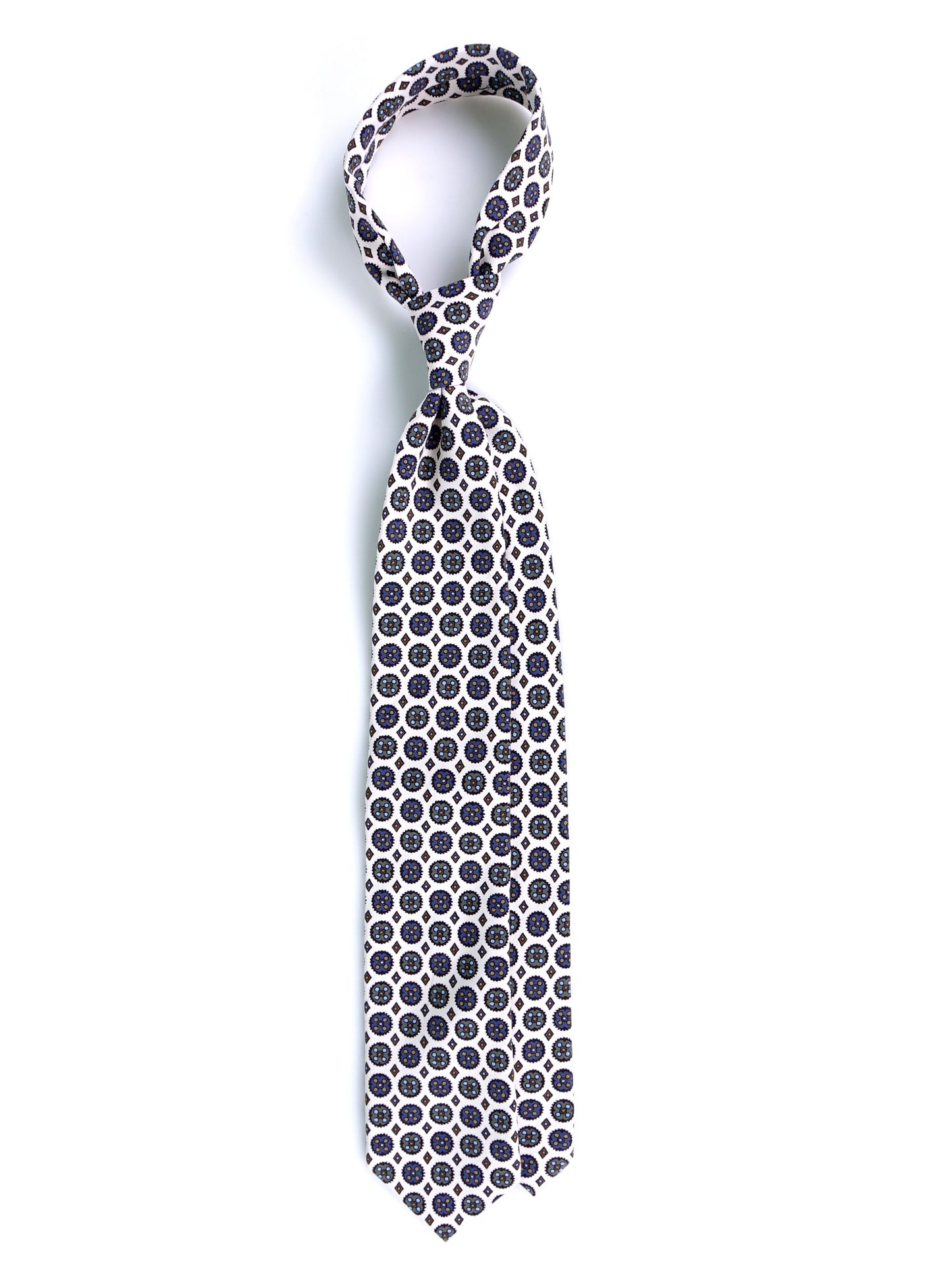 White 3 Folds CORLETO Tie in Italian Madder Silk