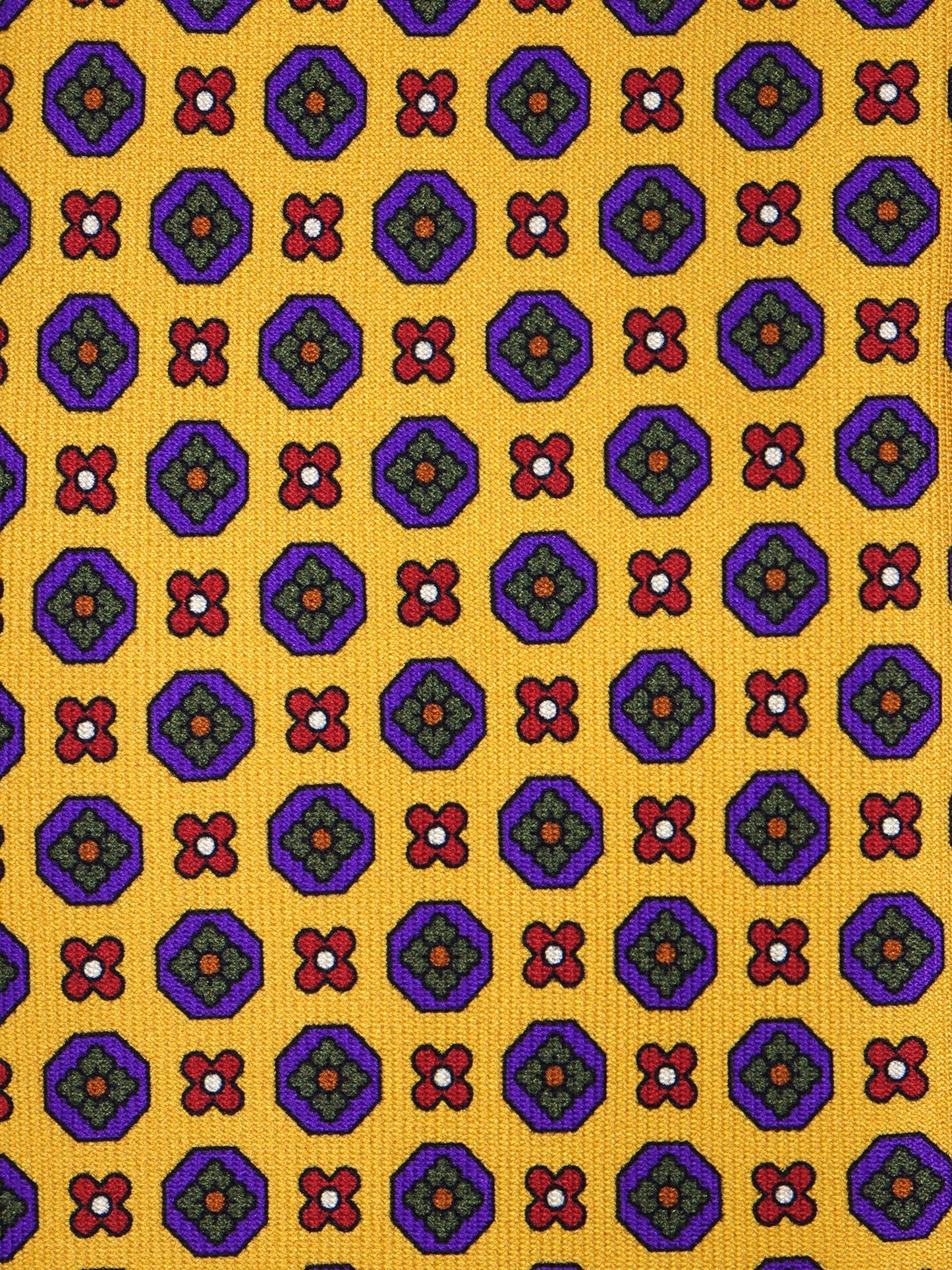 Yellow 3 Fold tie EDERA in Printed Printed Silk