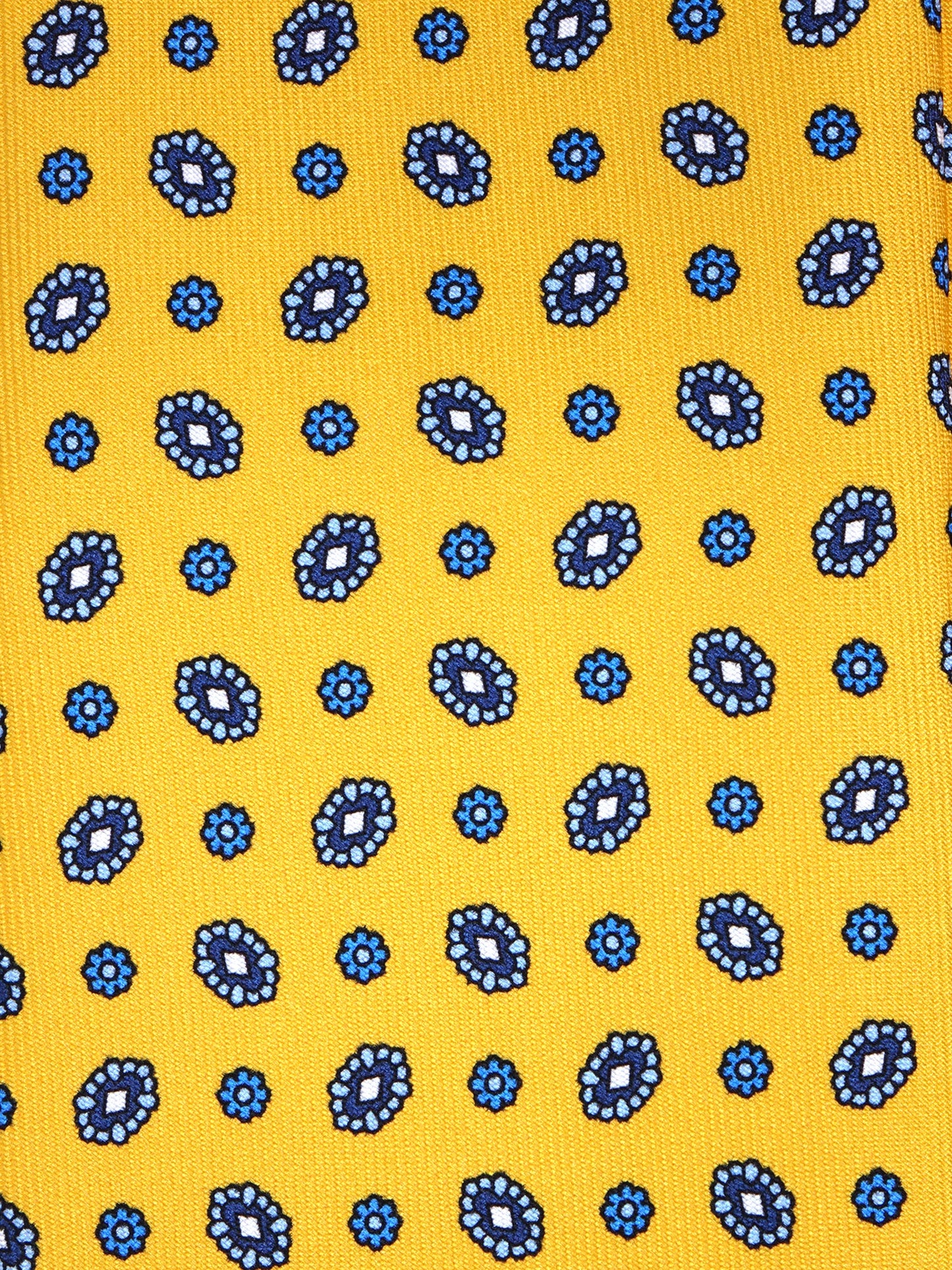 Yellow 3 Fold tie NADA Printed English Silk