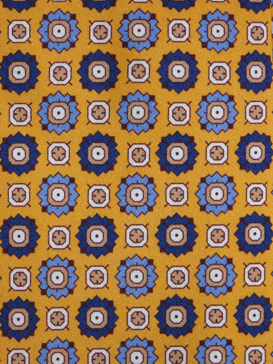 3 Fold tie Yellow FEMINI in Madder Silk