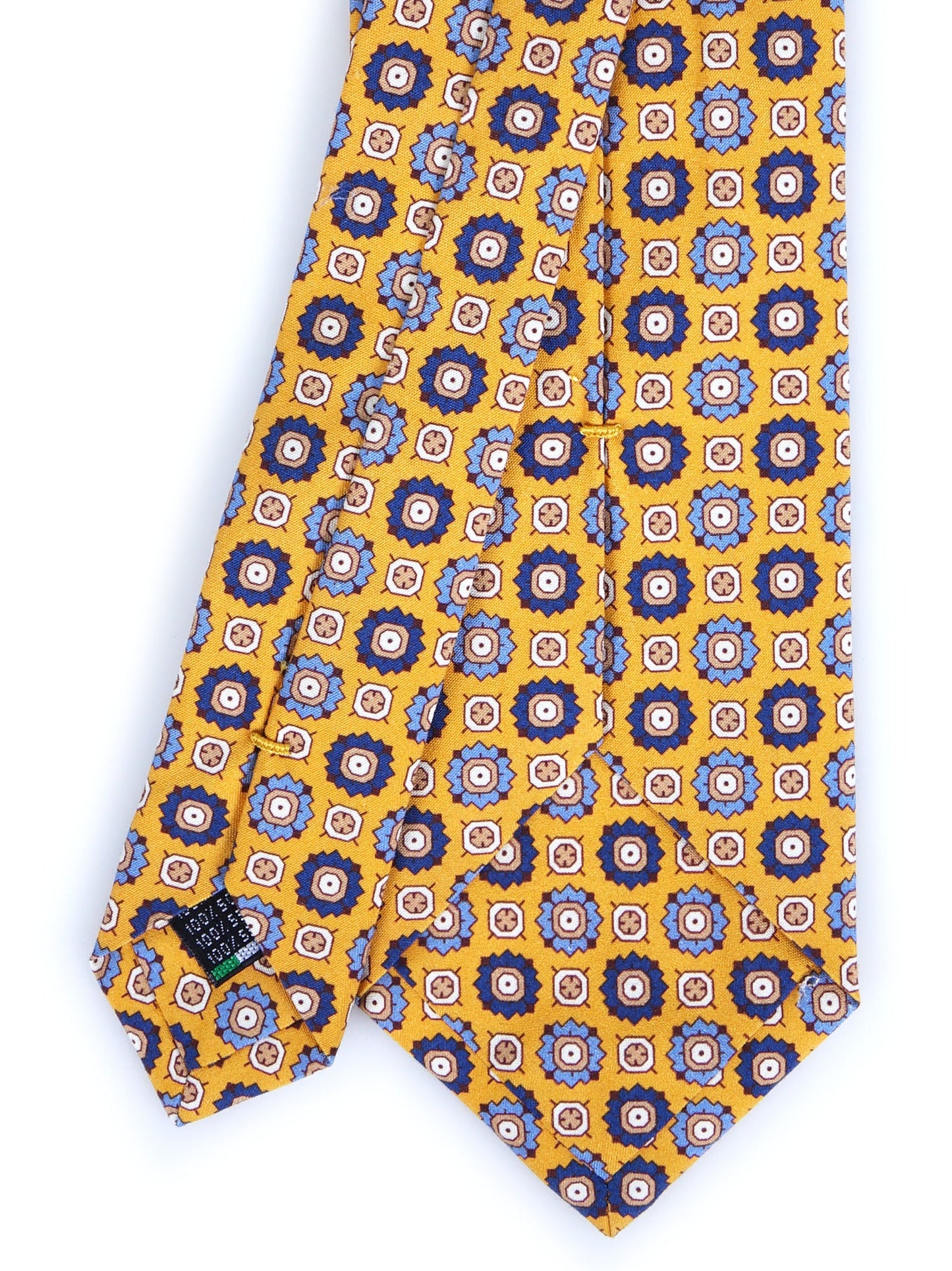 3 Fold tie Yellow FEMINI in Madder Silk