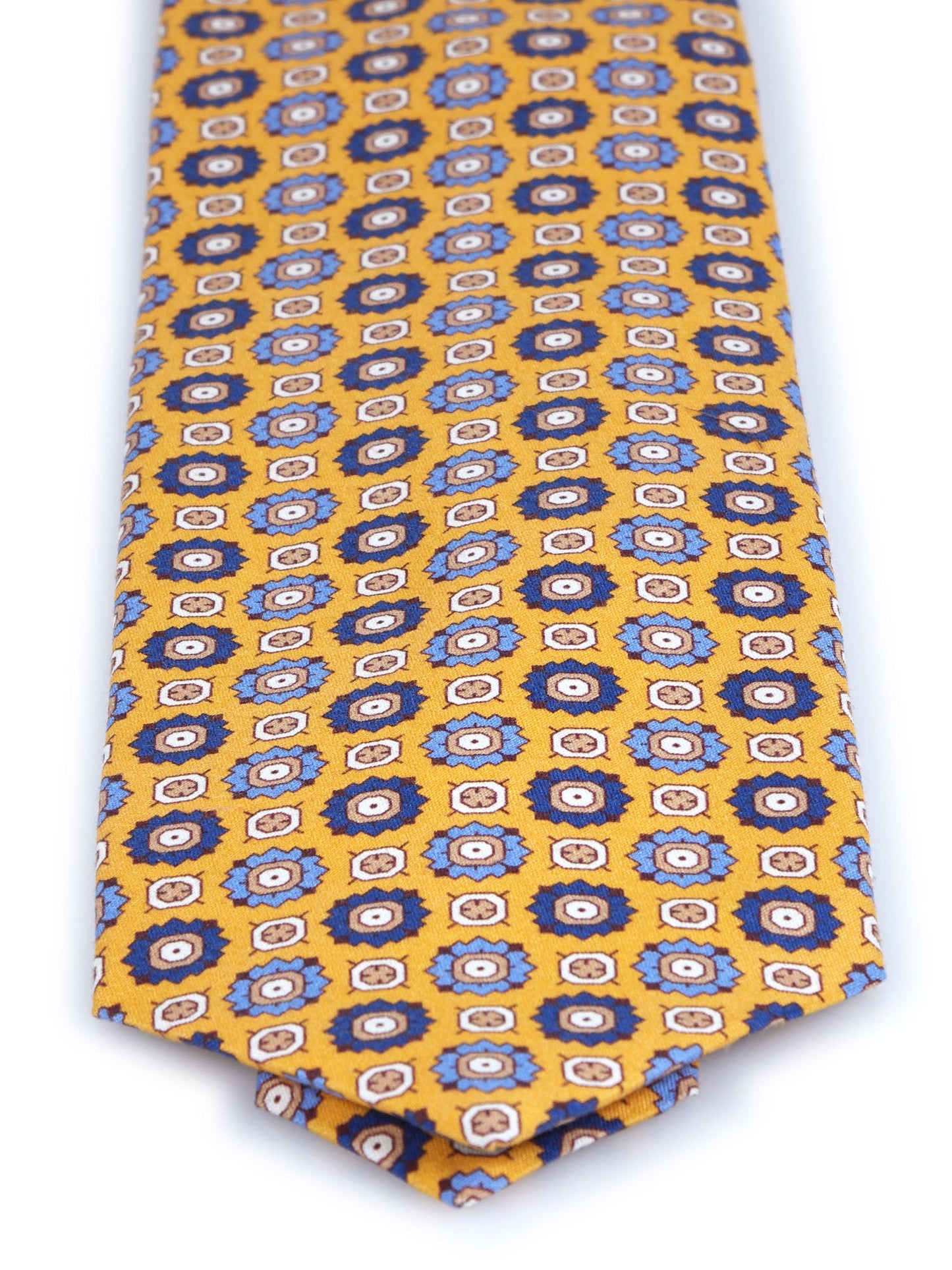 3 Fold tie Yellow FEMINI in Madder Silk