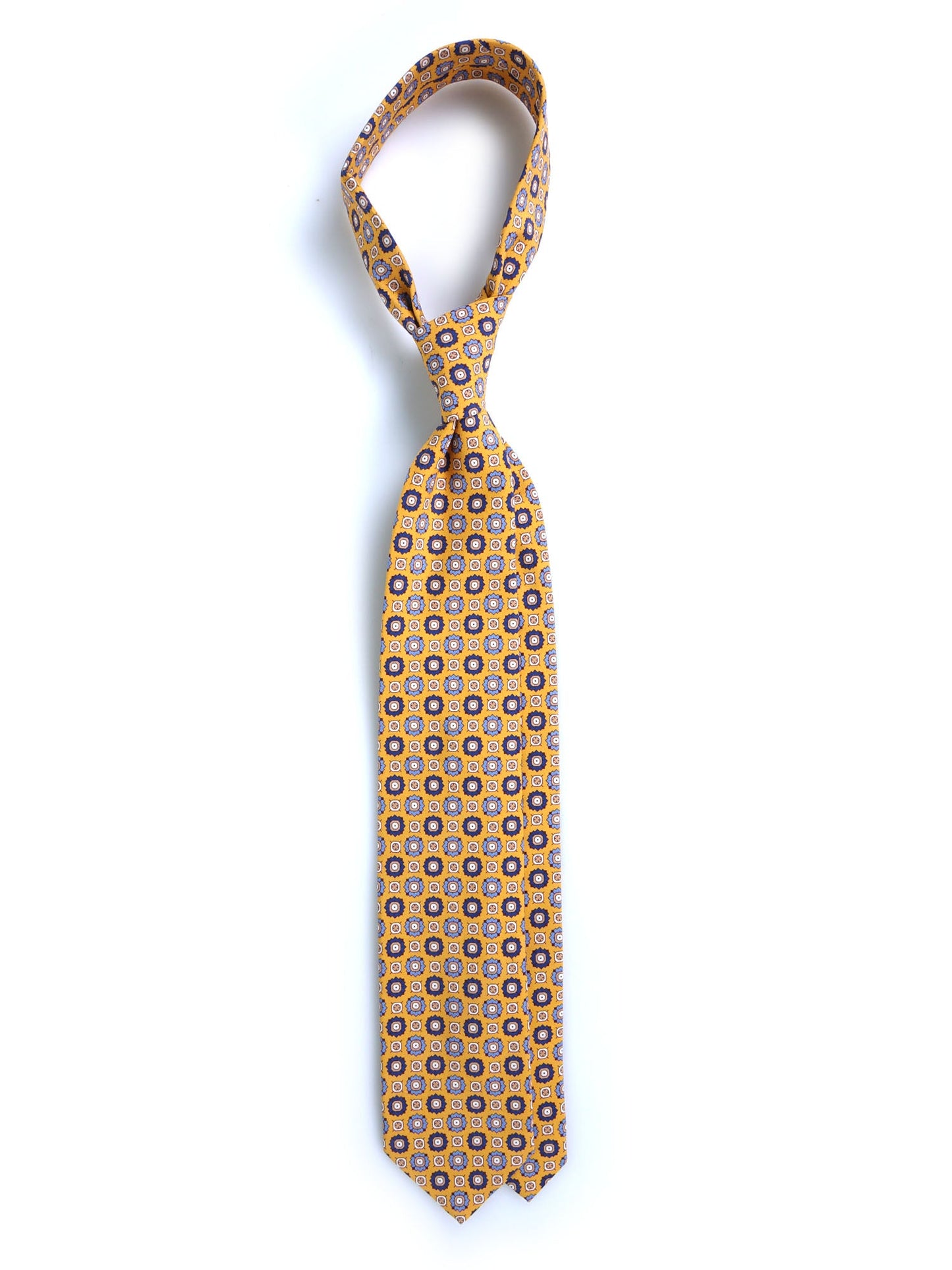 3 Fold tie Yellow FEMINI in Madder Silk