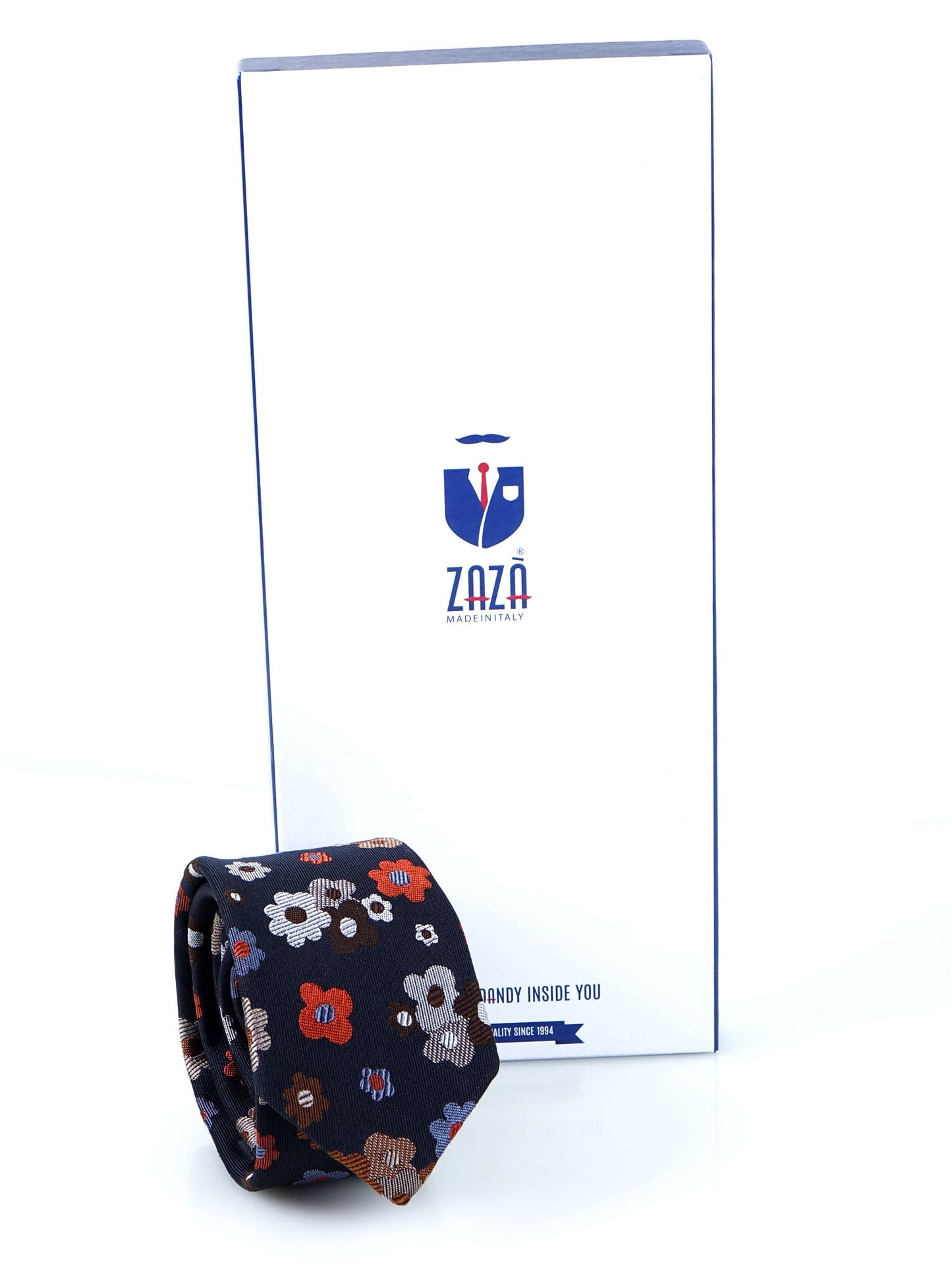 3 Fold Blue Silk Jacquard Tie VERNA