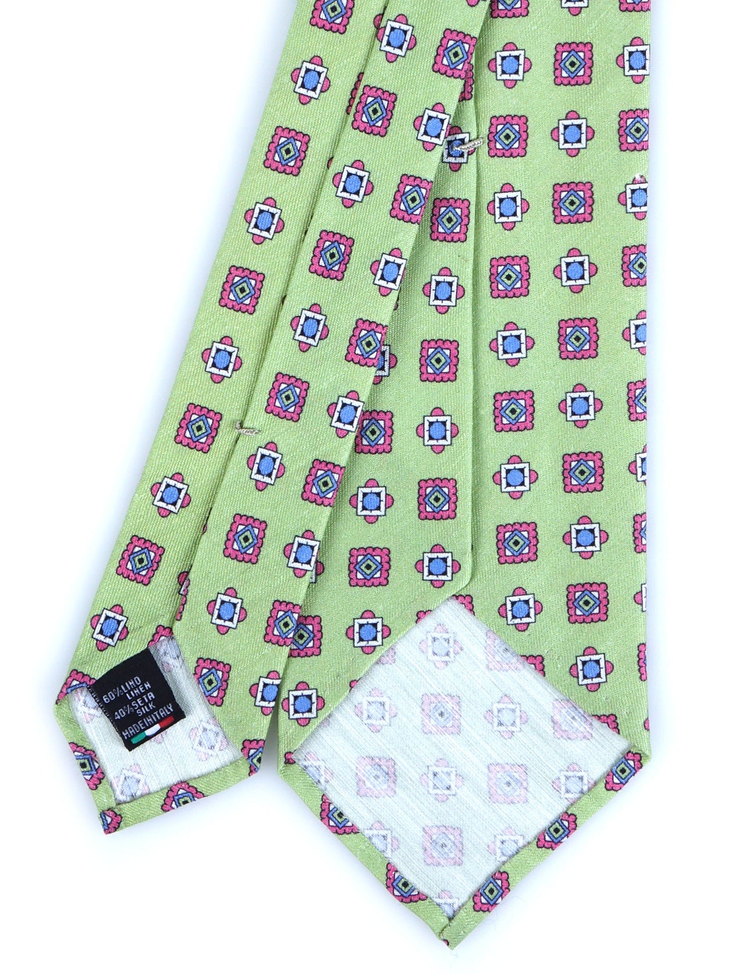 Green tailored untipped tie GIUSY in linen/silk
