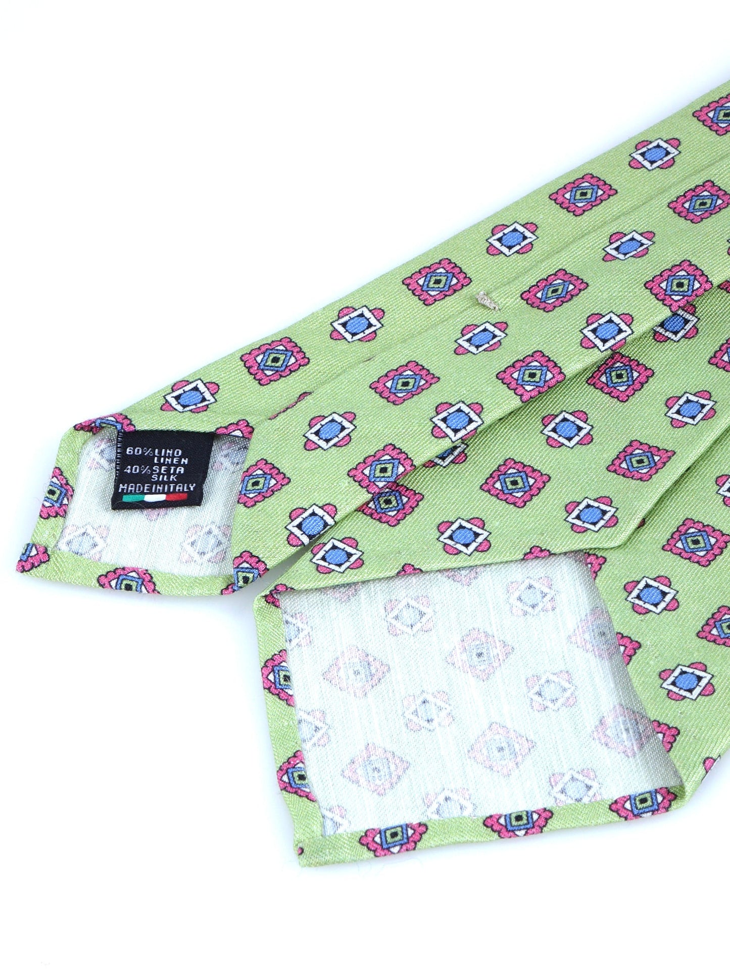 Green tailored untipped tie GIUSY in linen/silk