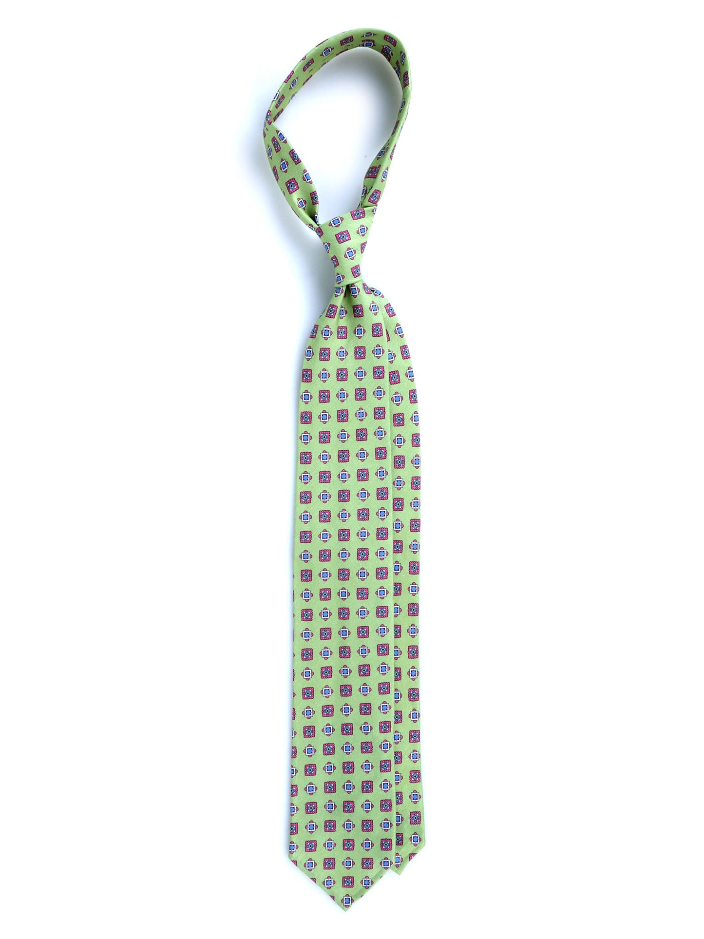 Green tailored untipped tie GIUSY in linen/silk
