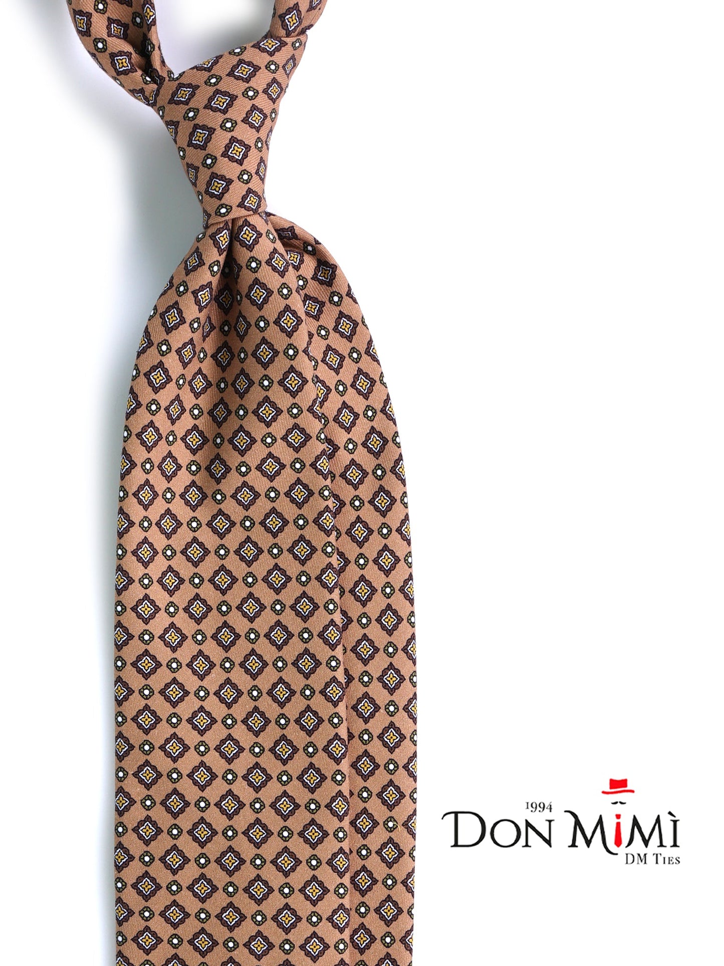 Beige Tie 3 Folds MANTOVA in Italian Madder Silk