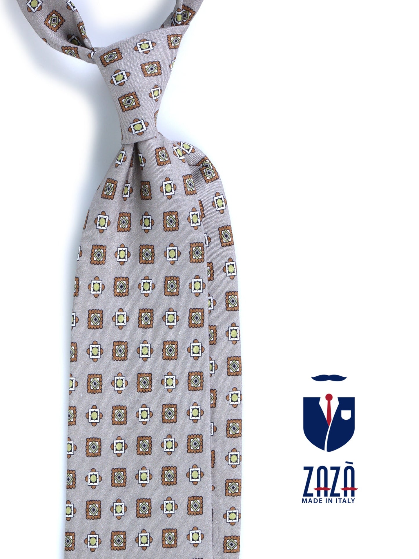 Beige tailored untipped Tie GIUSY in Linen/Silk