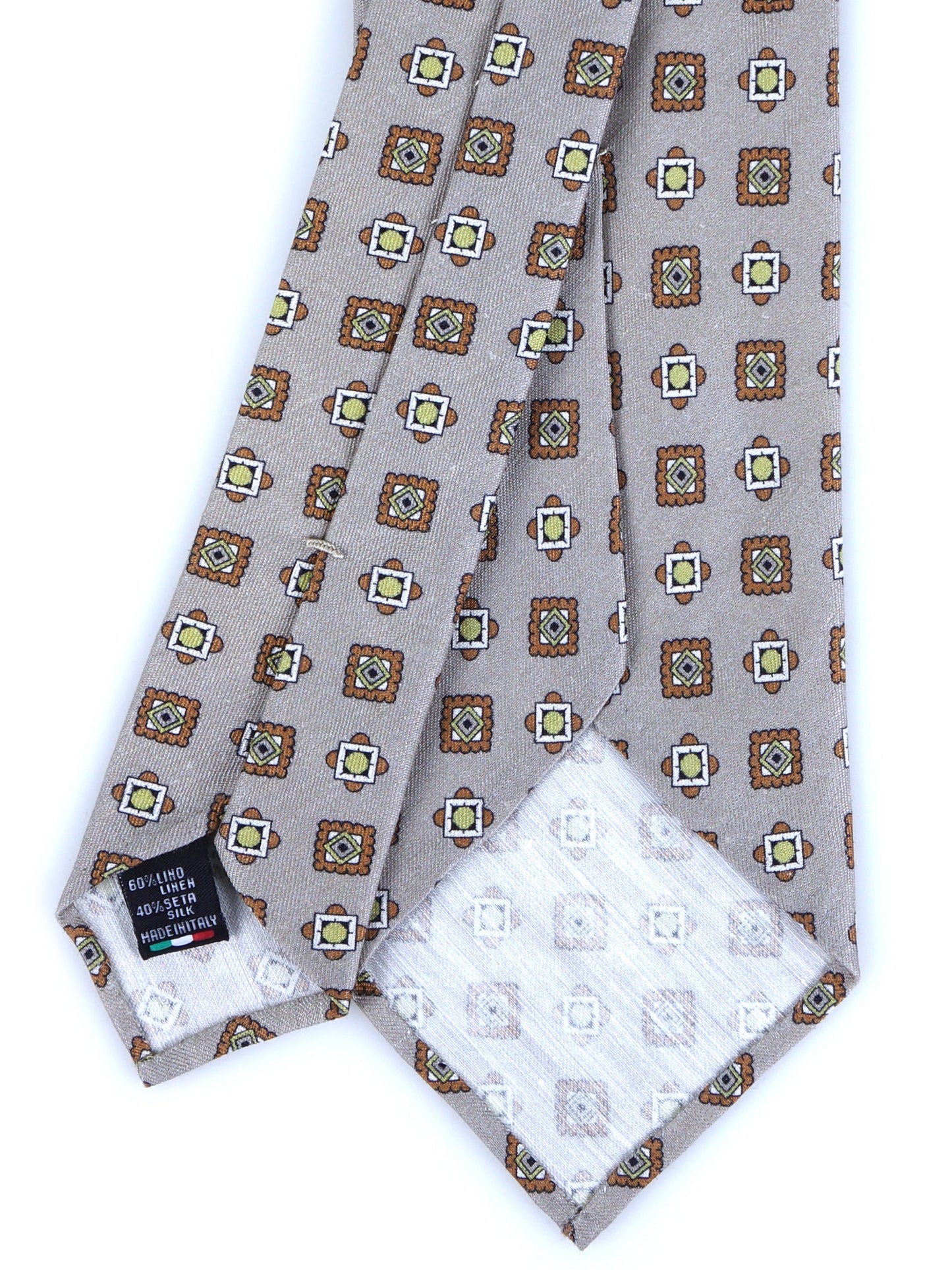 Beige tailored untipped Tie GIUSY in Linen/Silk