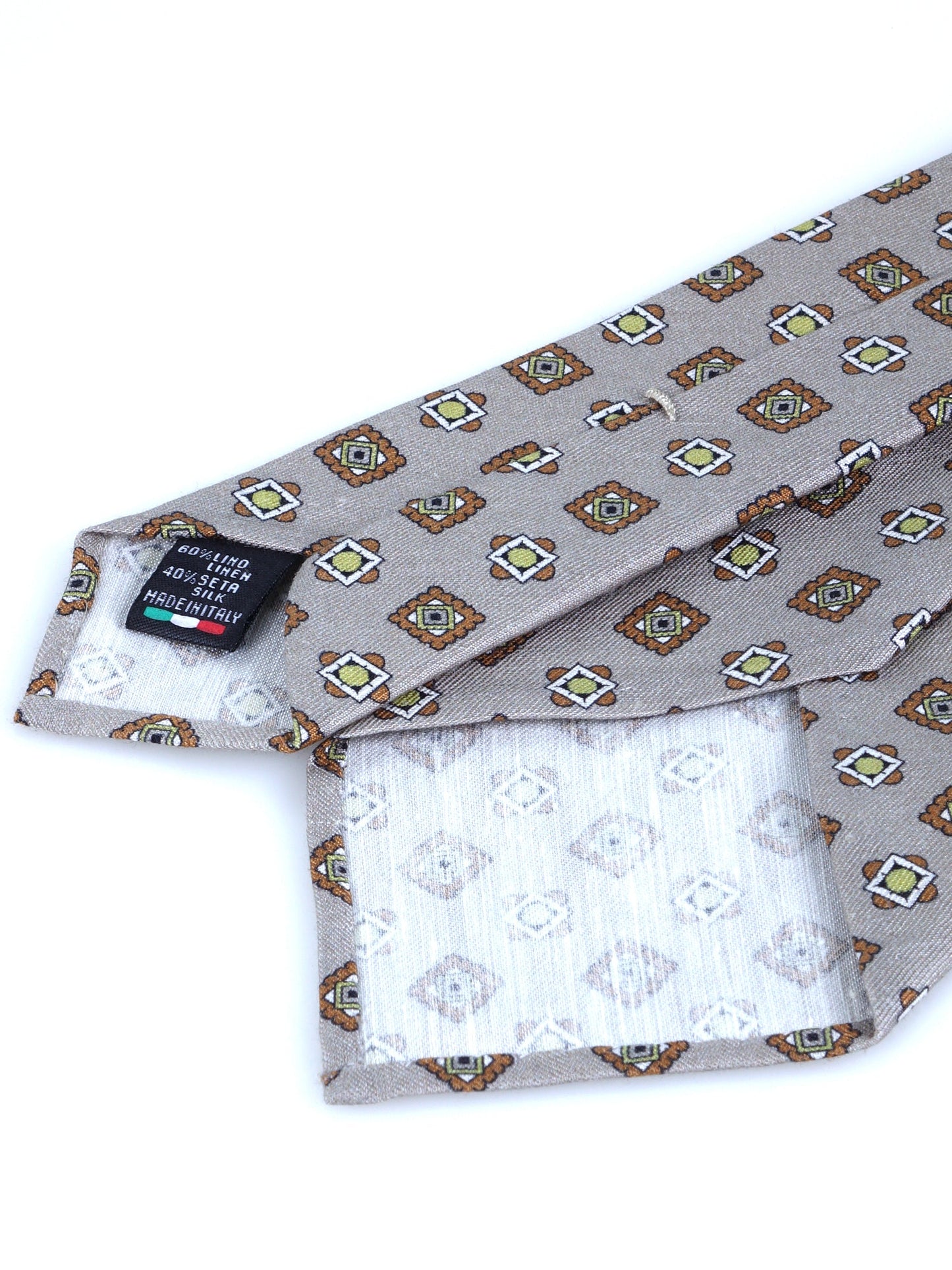Beige tailored untipped Tie GIUSY in Linen/Silk