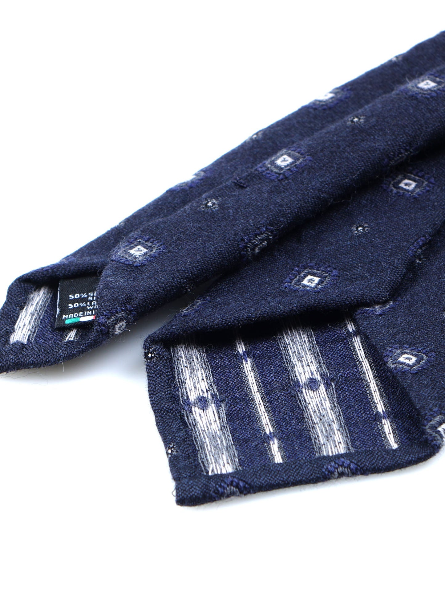 Blue Tie 3 Folds Unlined without Interior in Wool/Silk FATHER