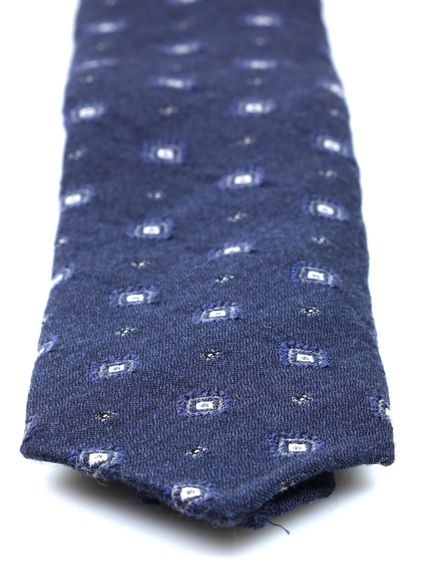 Blue Tie 3 Folds Unlined without Interior in Wool/Silk FATHER