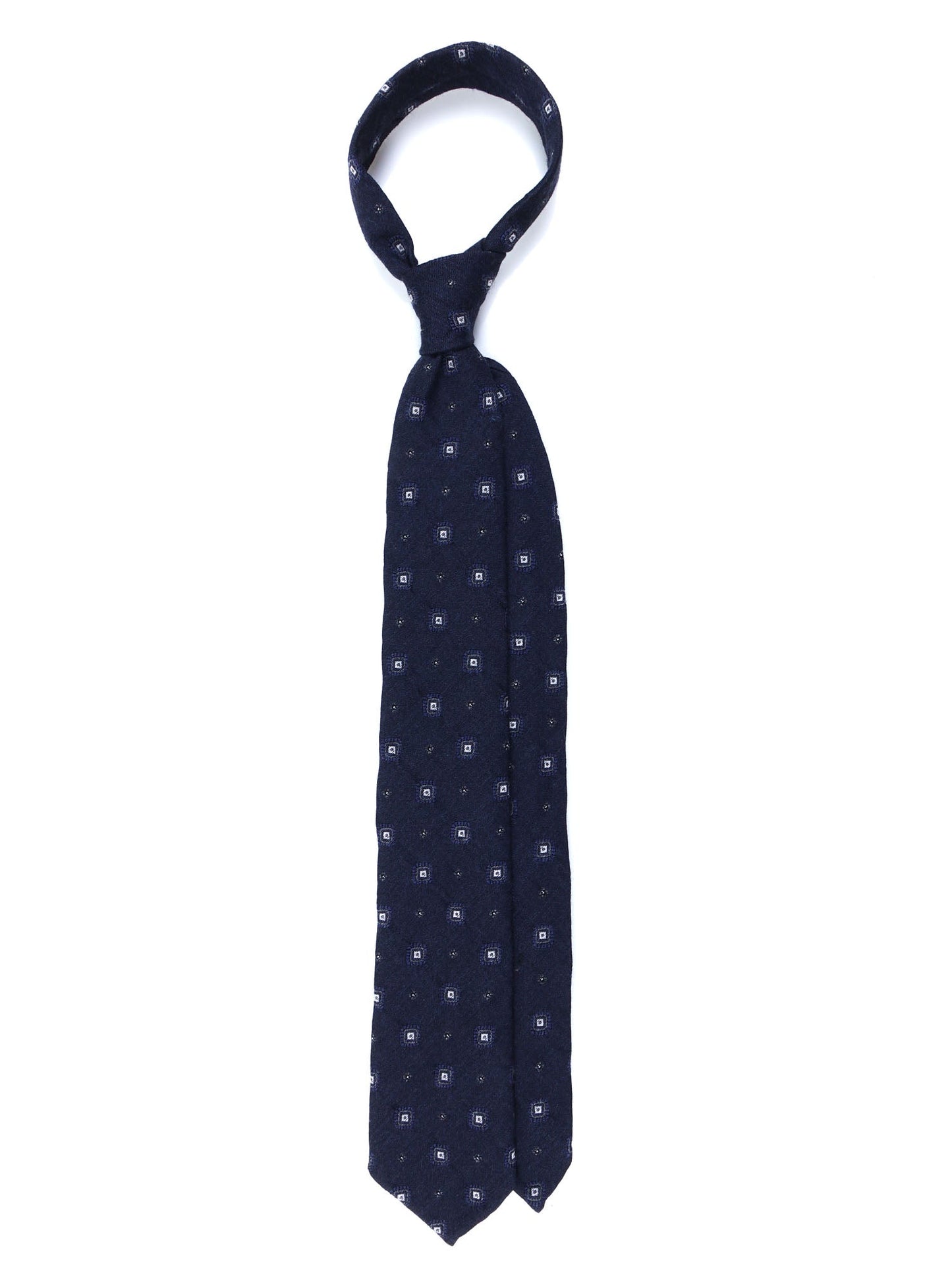 Blue Tie 3 Folds Unlined without Interior in Wool/Silk FATHER