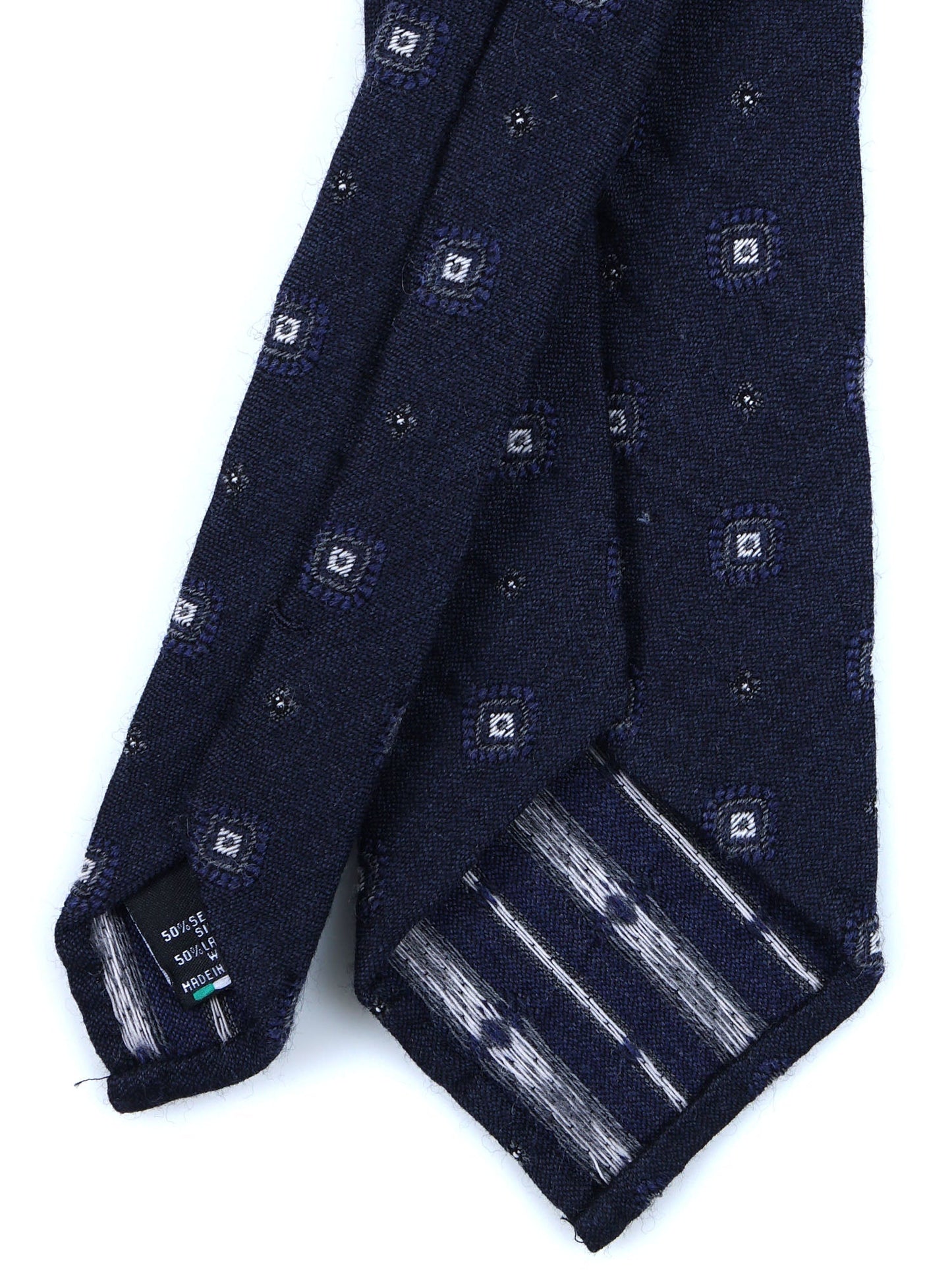Blue Tie 3 Folds Unlined without Interior in Wool/Silk FATHER