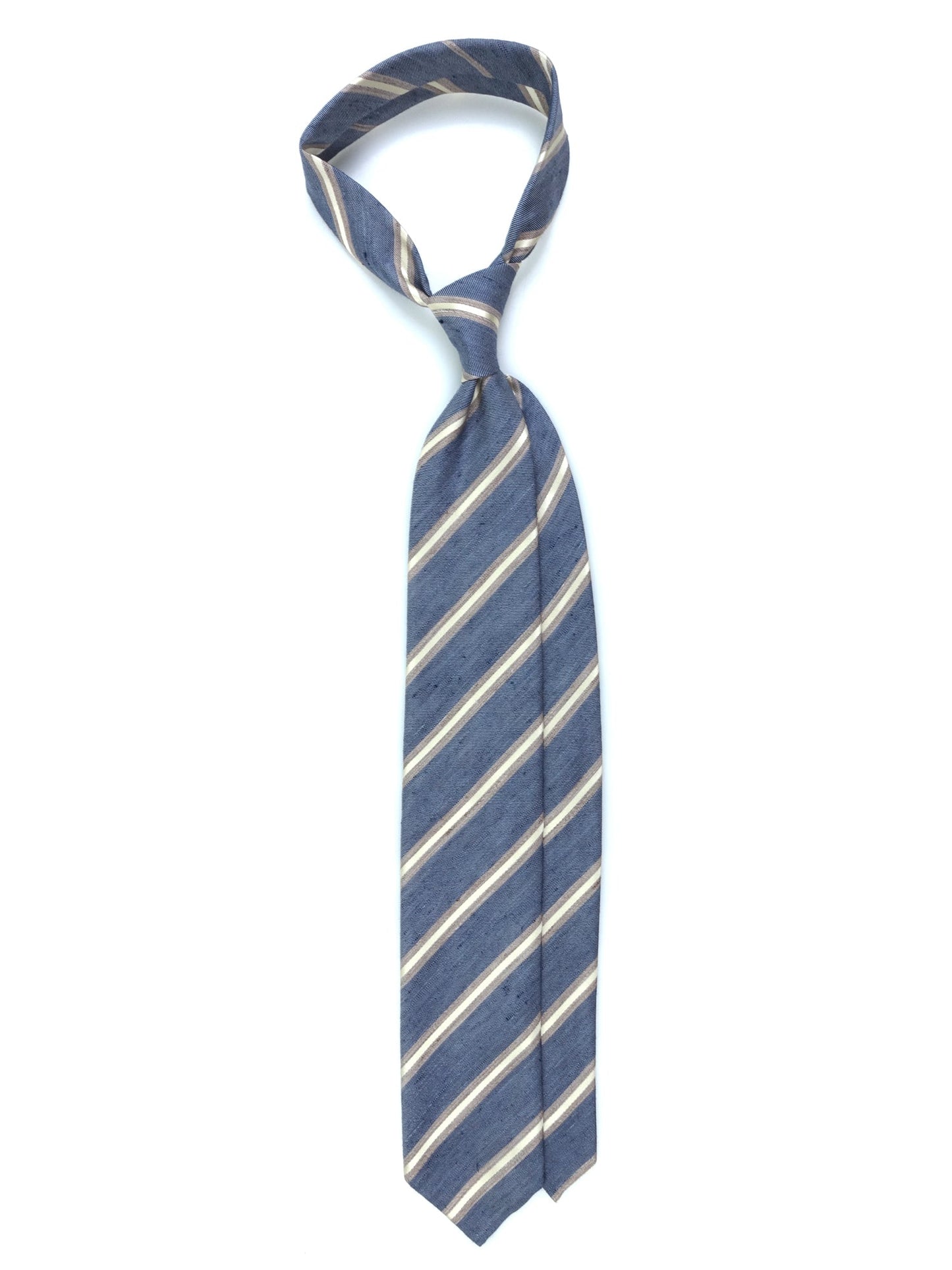 Untipped tie Blue MASSY in Linen/Silk