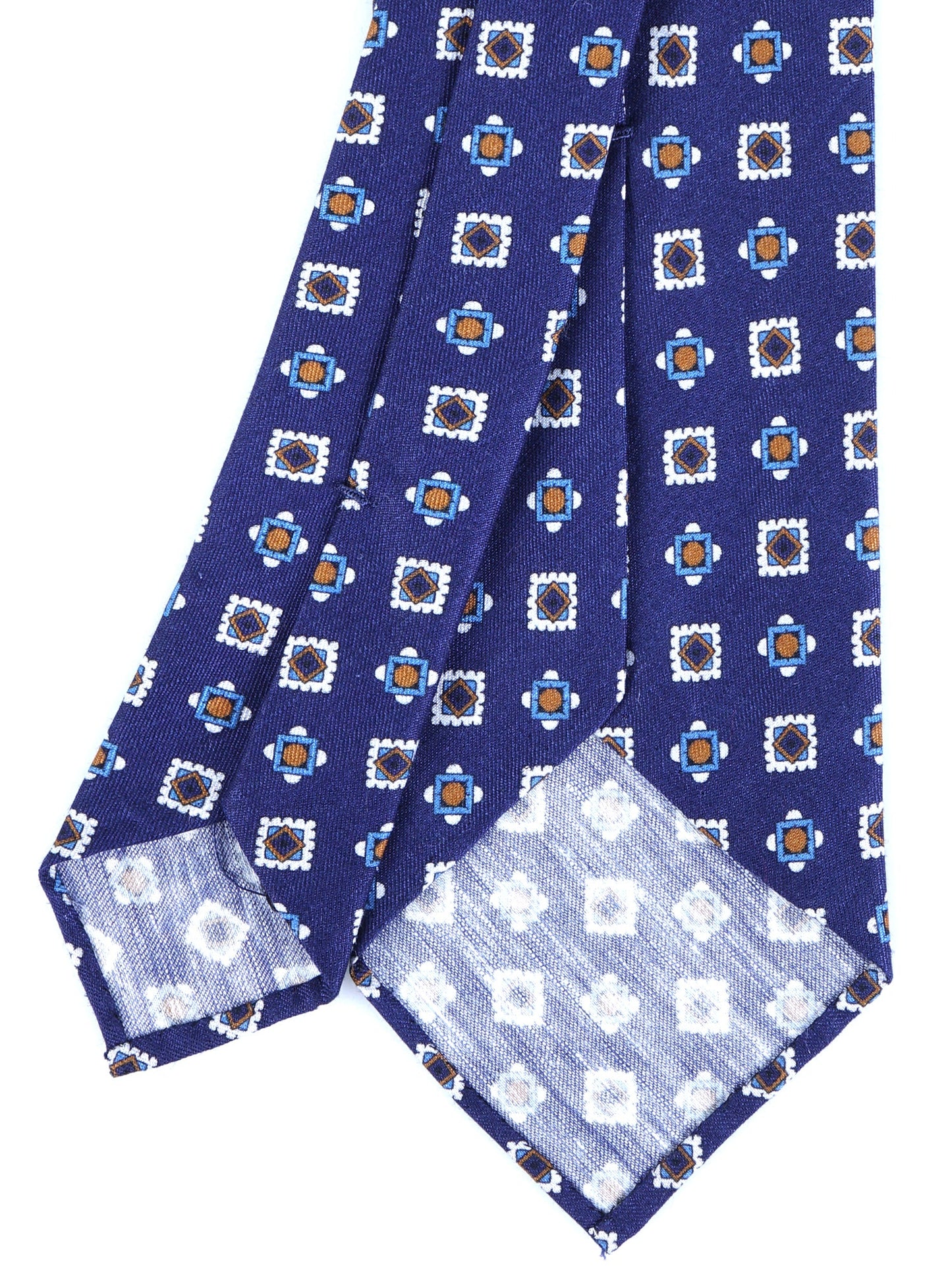 Blue tailored untipped tie GIUSY in linen/silk