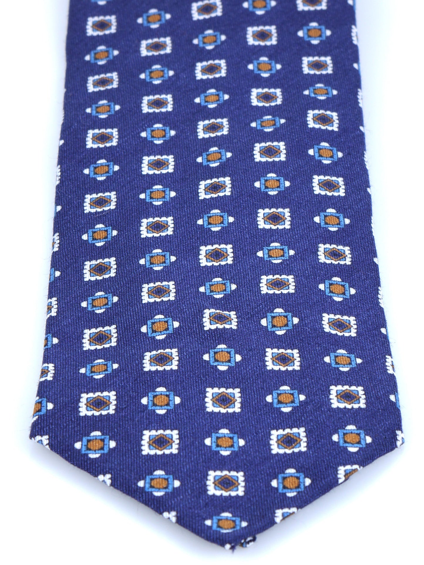 Blue tailored untipped tie GIUSY in linen/silk