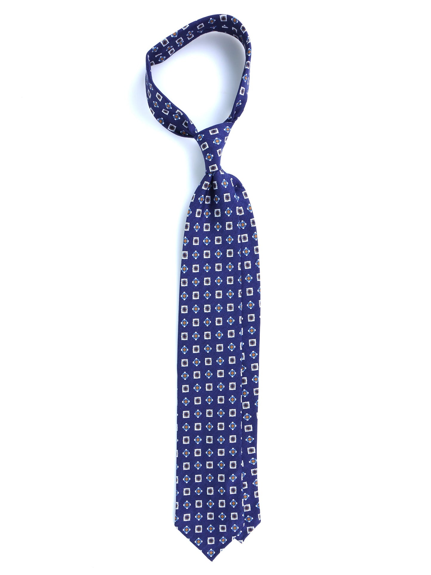 Blue tailored untipped tie GIUSY in linen/silk