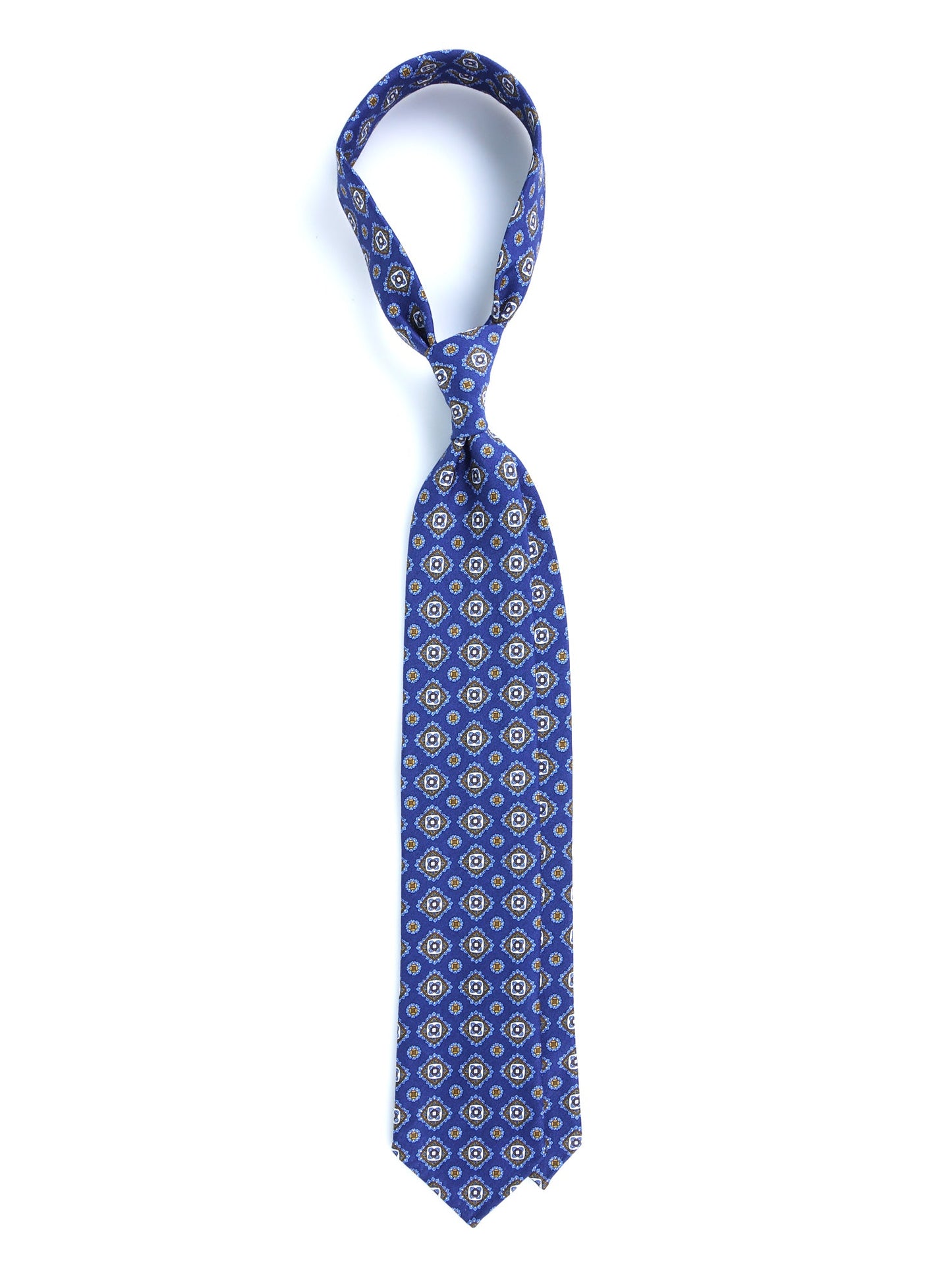 Blue tailored untipped Tie MARIKA in Linen/Silk