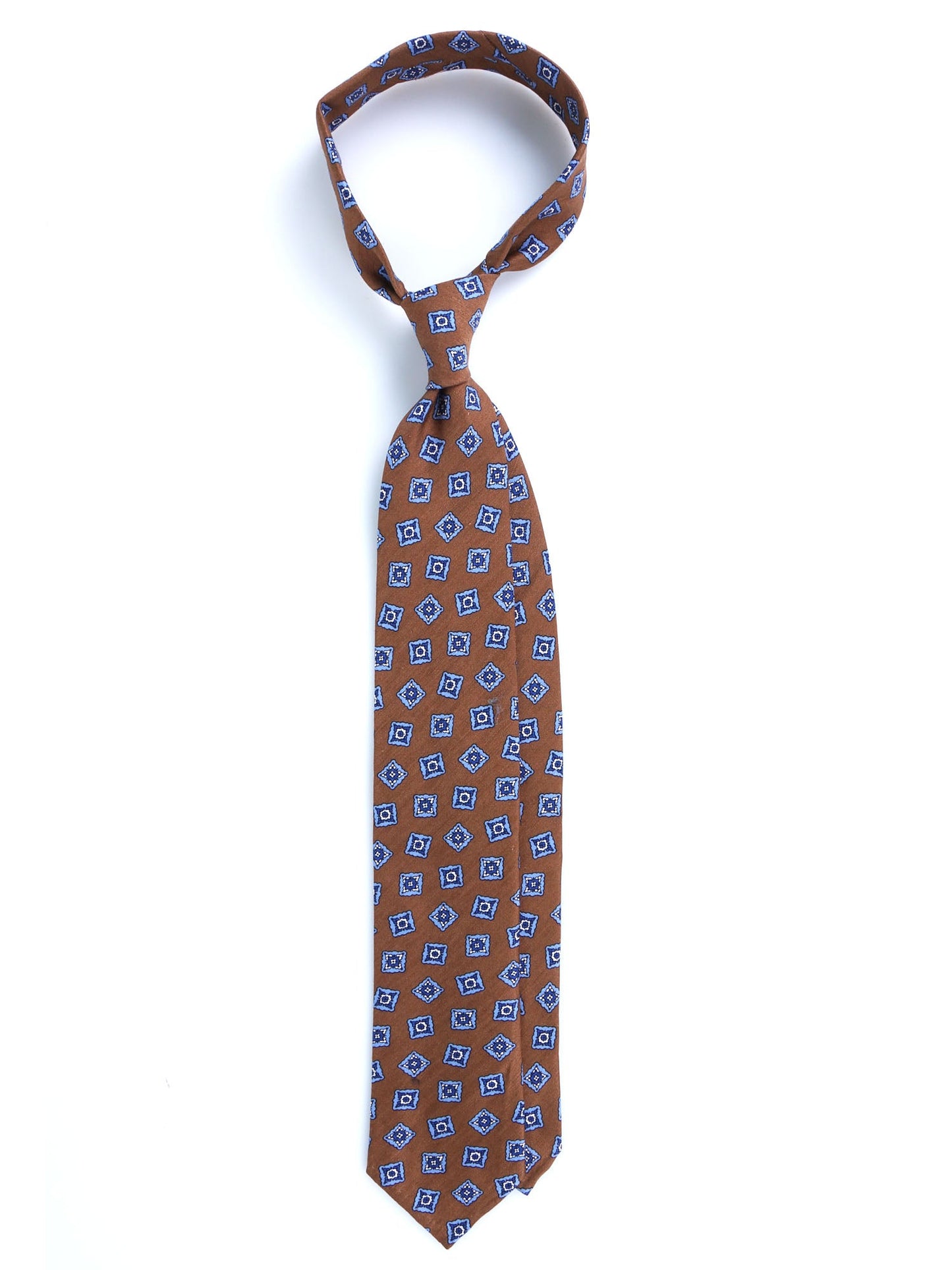 Brown tailored untipped tie SATURNIA in linen/silk