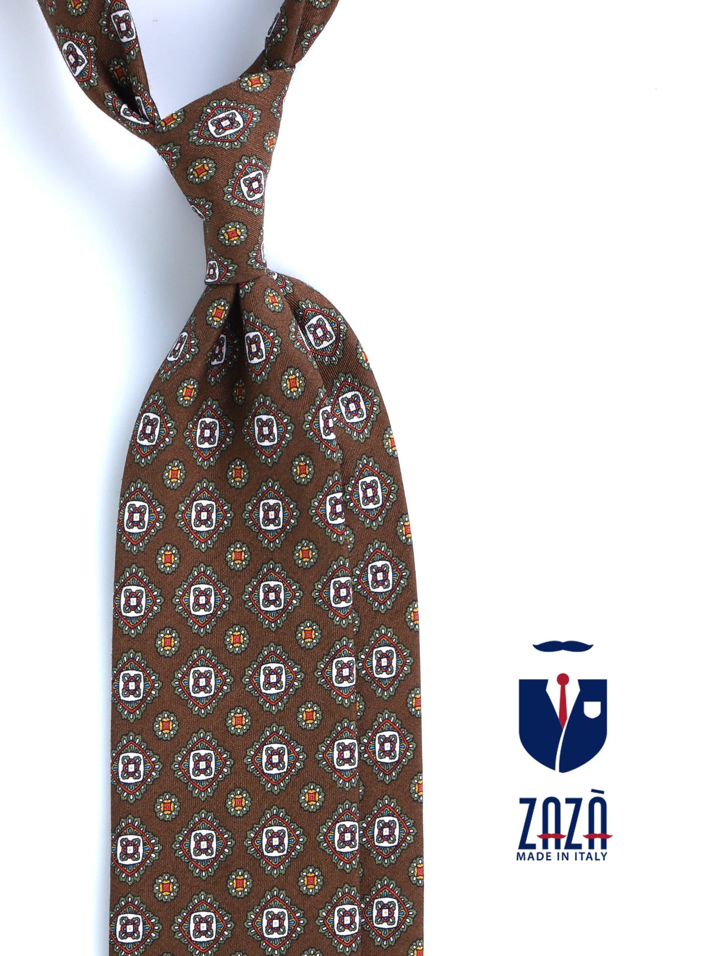 Brown tailored untipped tie MARIKA in linen/silk