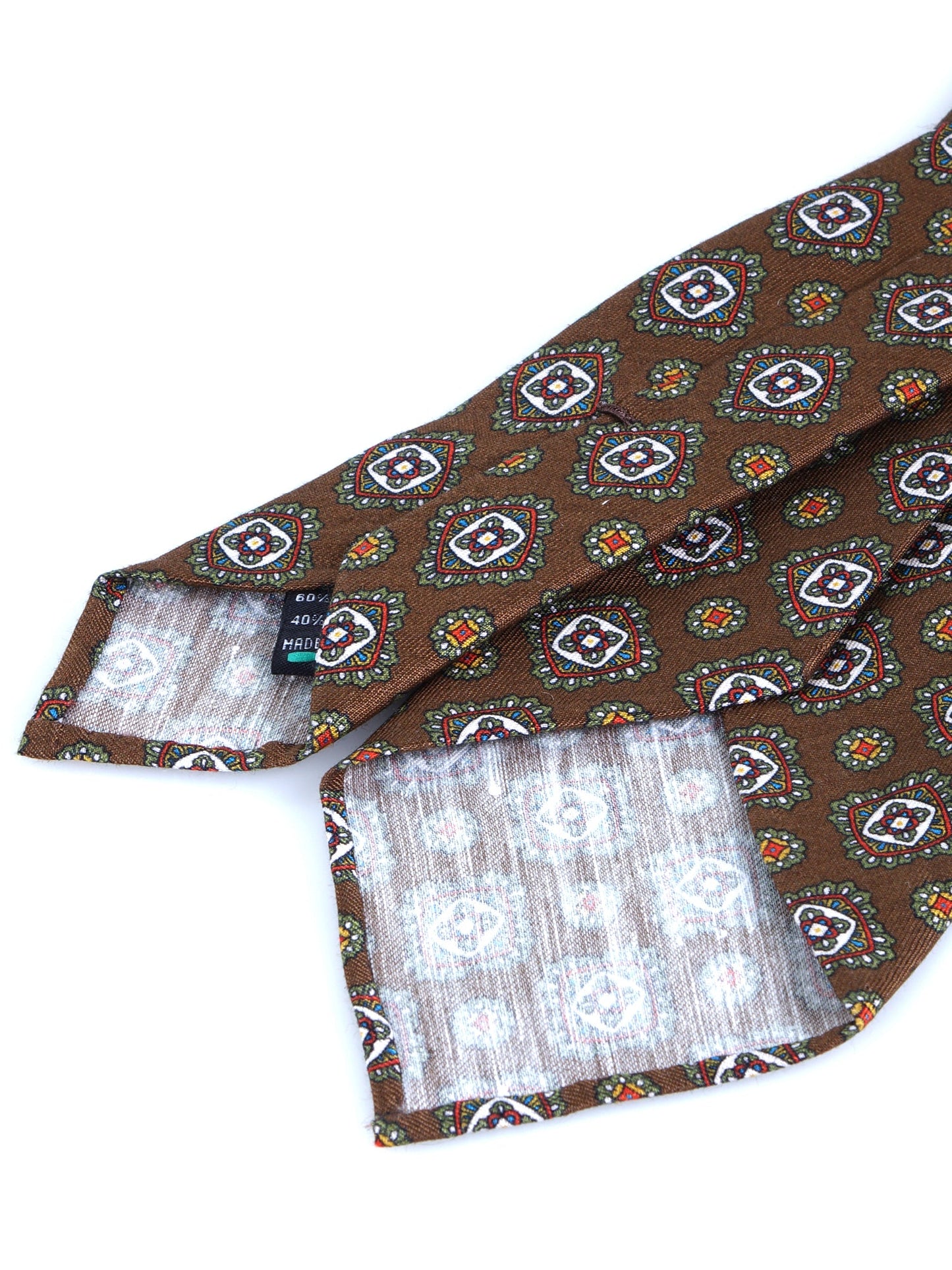 Brown tailored untipped tie MARIKA in linen/silk