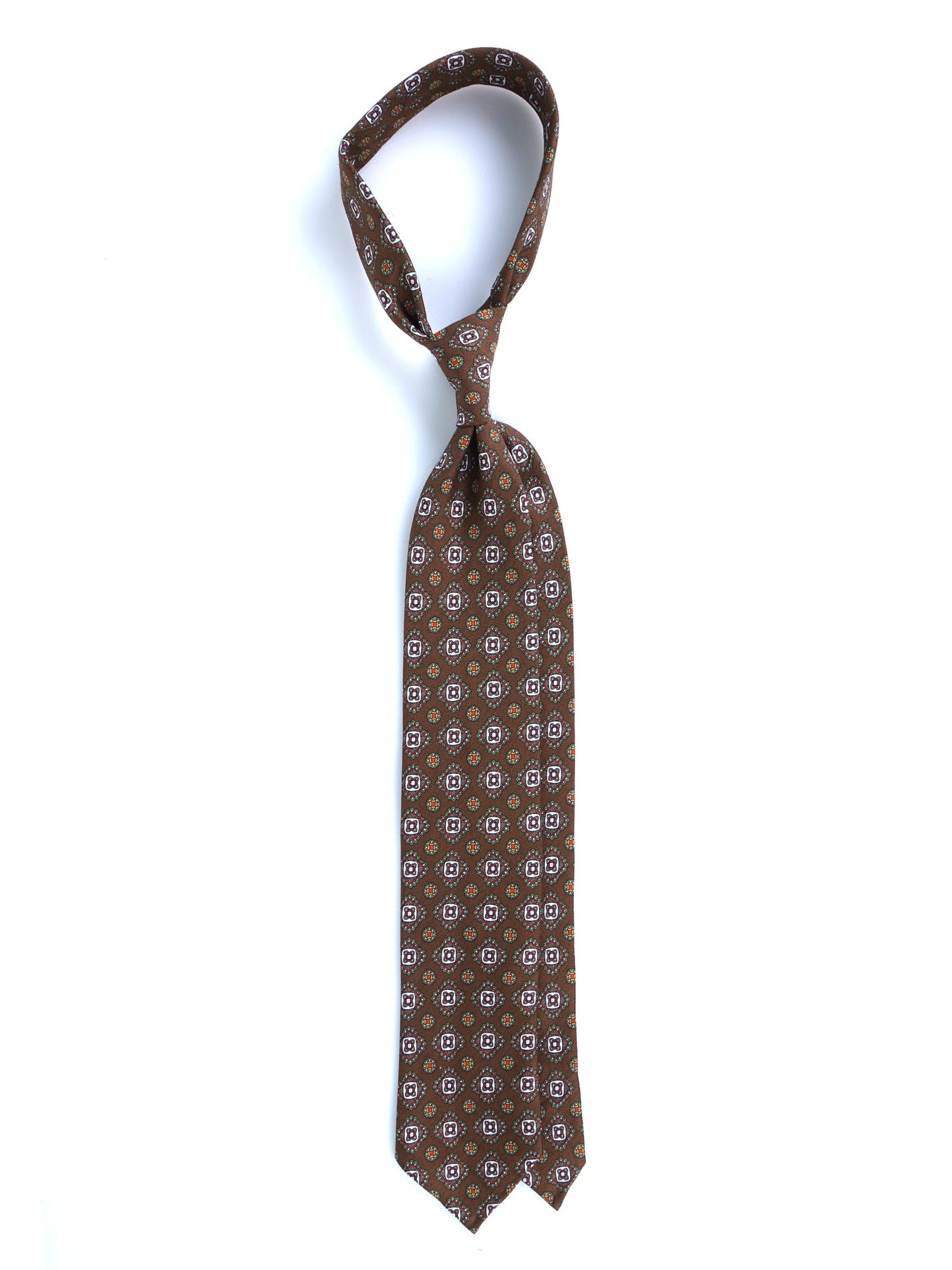 Brown tailored untipped tie MARIKA in linen/silk