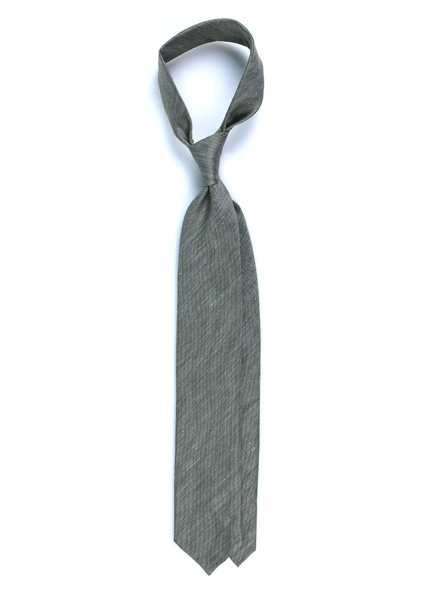 DAFNE unlined green tailored tie in linen/silk