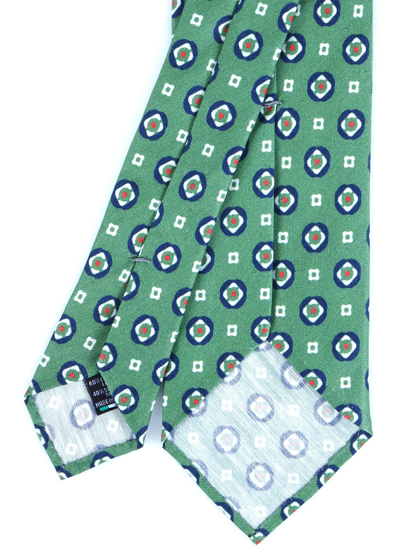Green tailored untipped tie GEMINA in linen/silk