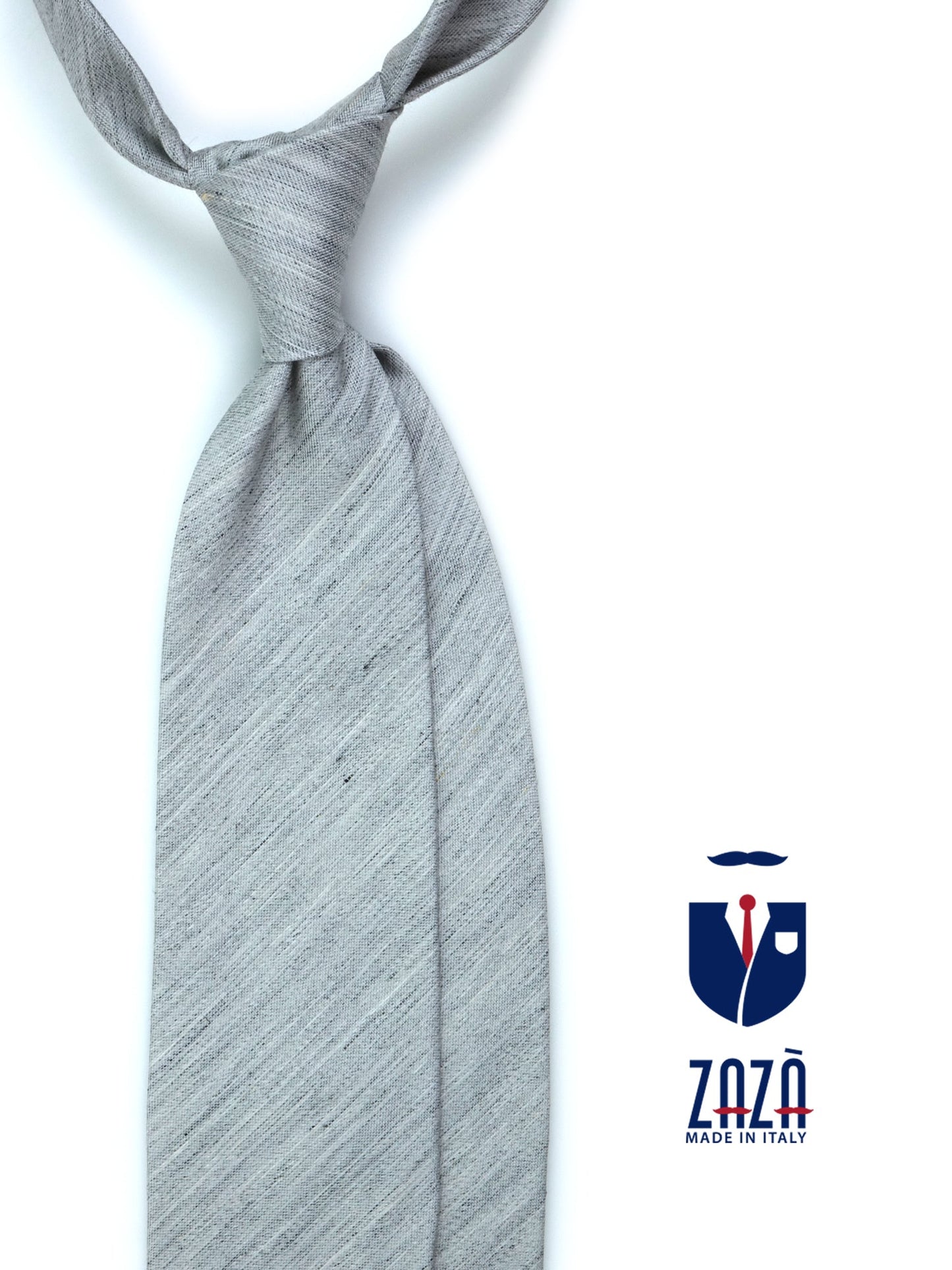 Untipped tie Grey DAFNE in Linen/Silk