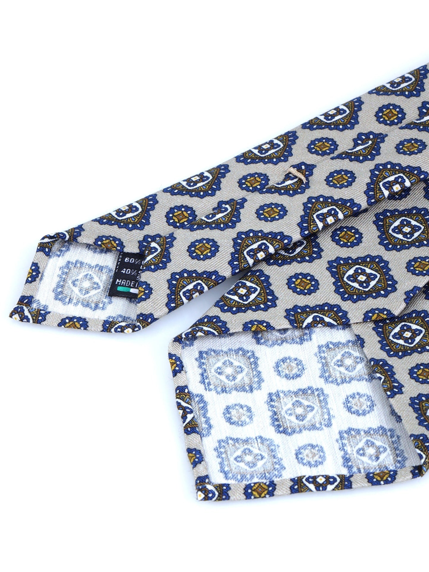 Beige tailored untipped tie MARIKA in linen/silk