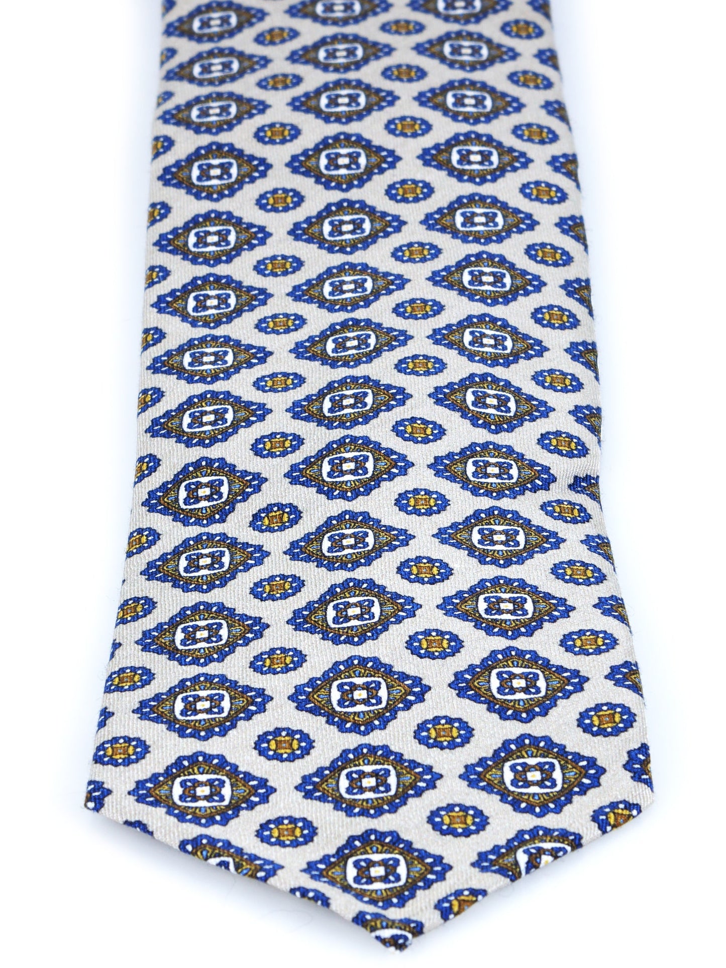 Beige tailored untipped tie MARIKA in linen/silk