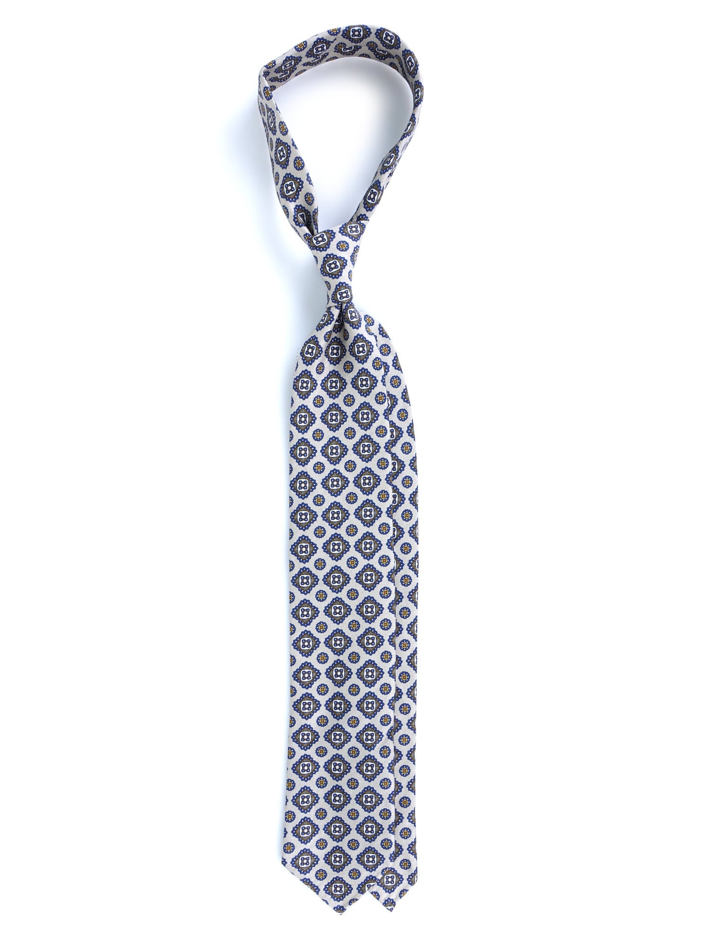 Beige tailored untipped tie MARIKA in linen/silk