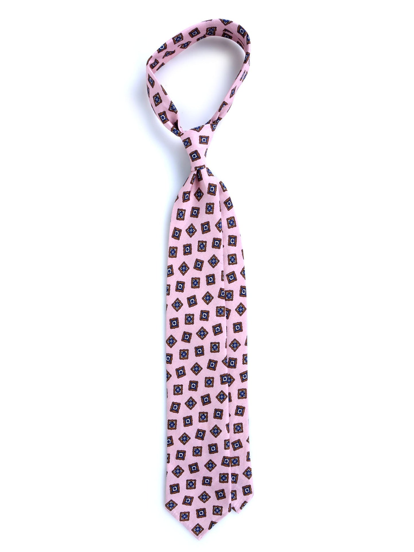 Pink tailored untipped tie SATURNIA in linen/silk